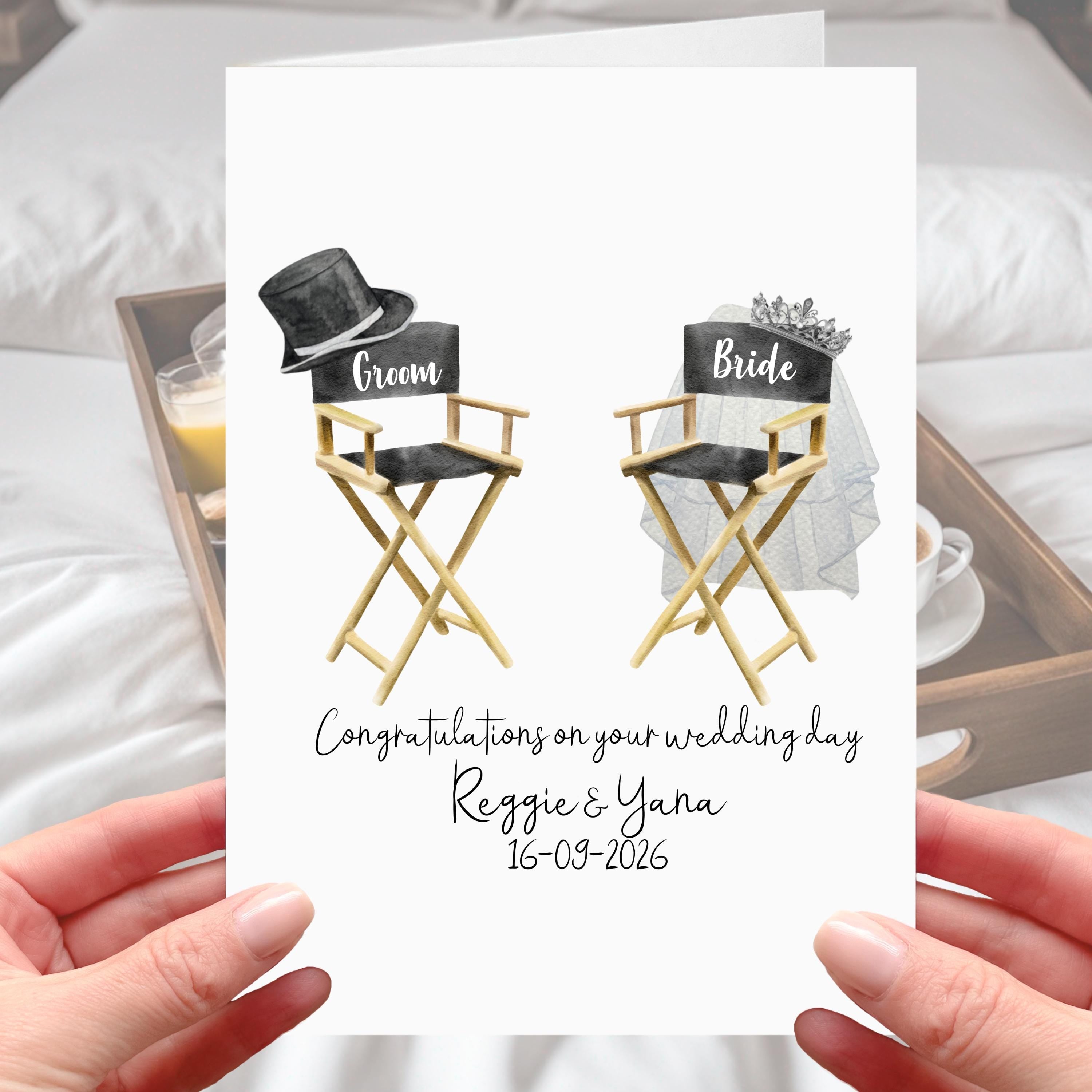 Directors Chair Wedding Card Personalised Movie Theatre Cinema Film