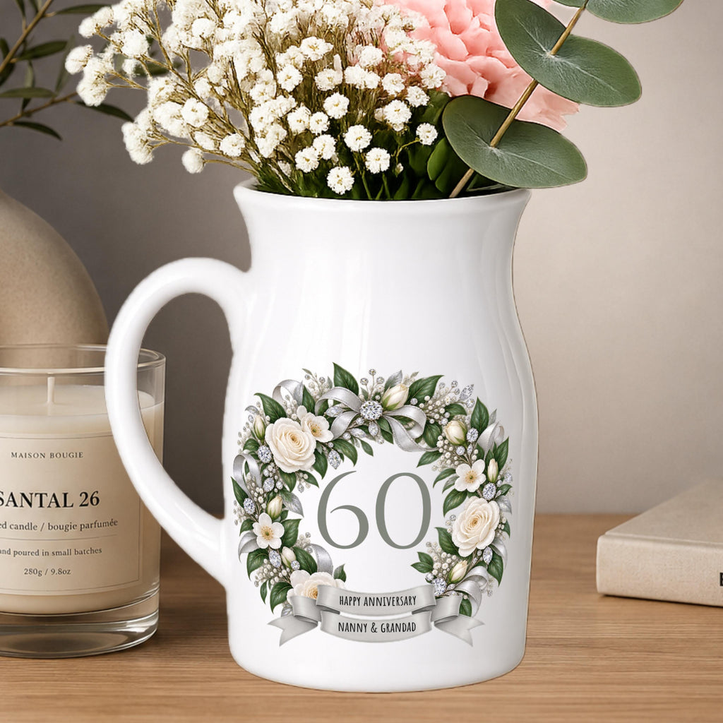 Happy 60th Anniversary vase - Personalised small Vase - diamond wedding 60 years