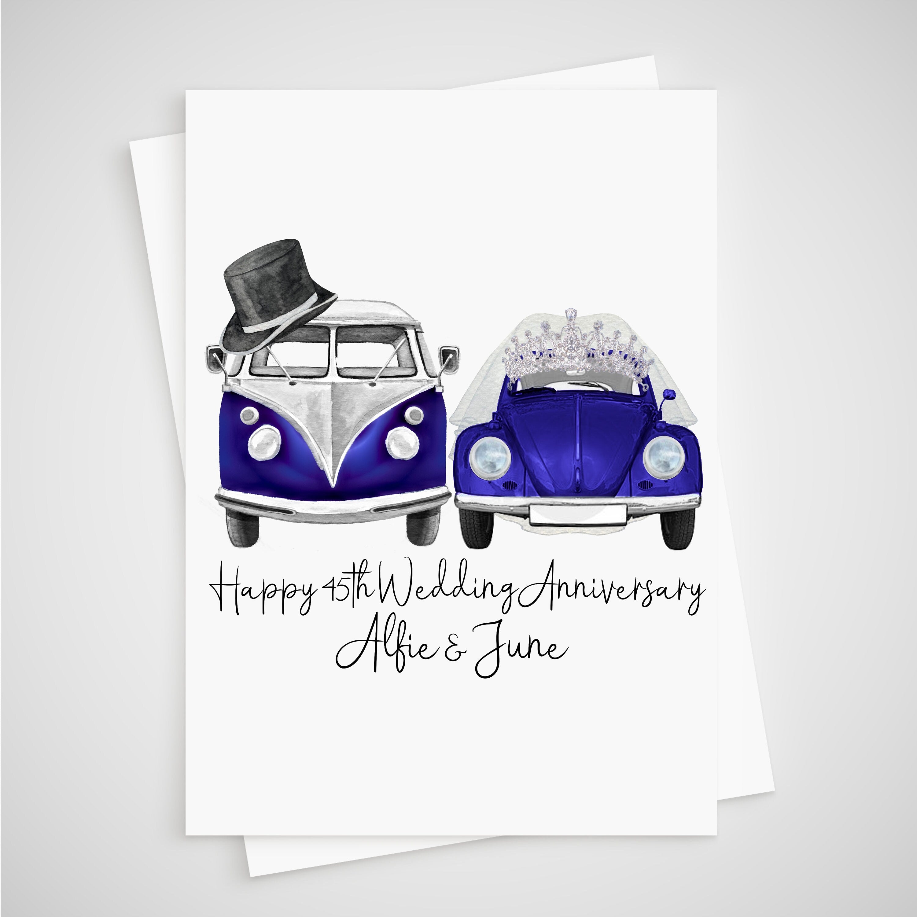 Personalised Sapphire Anniversary Card 45th Camper & Car Bride Groom