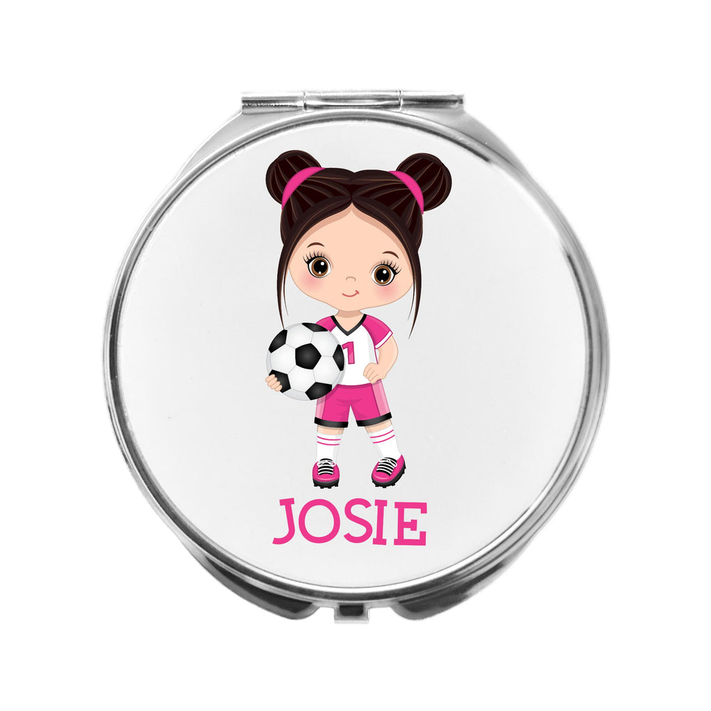 Personalised Football Girl Compact Mirror Soccer Ladies Soccer