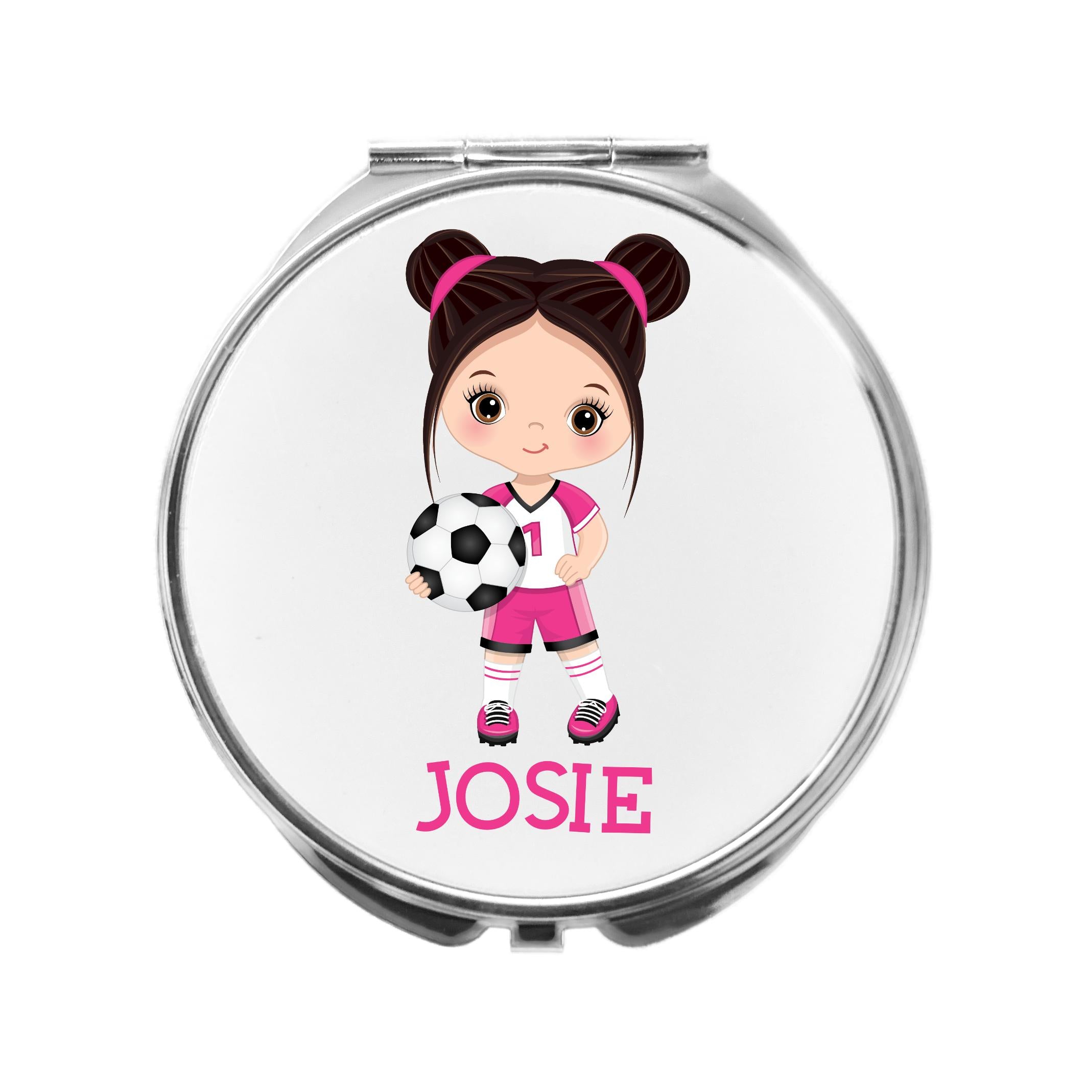 Personalised Football Girl Compact Mirror Soccer Ladies Soccer