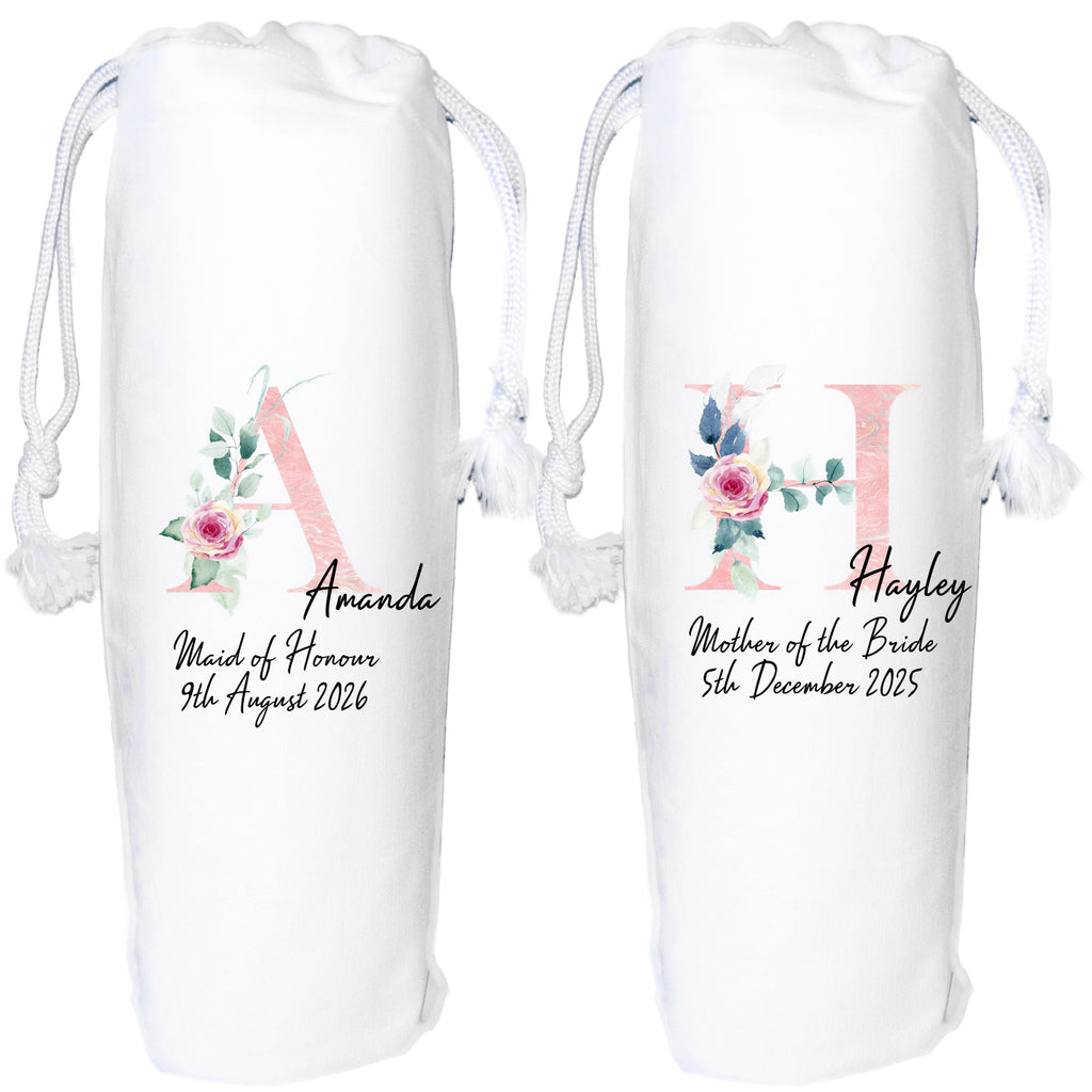 Pink Bridesmaid Wine Bag Personalised maid of honour gift