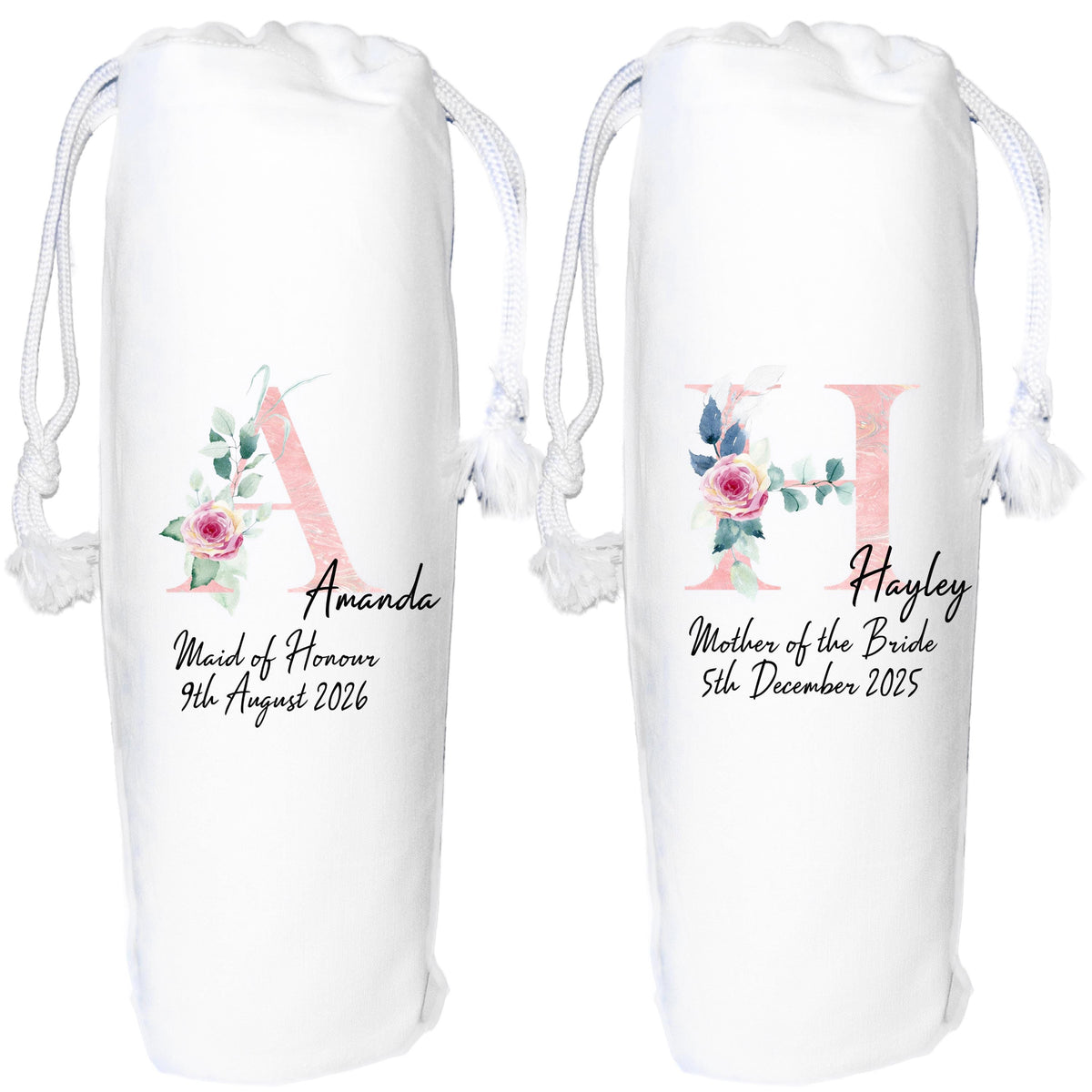 Pink Bridesmaid Wine Bag Personalised maid of honour gift