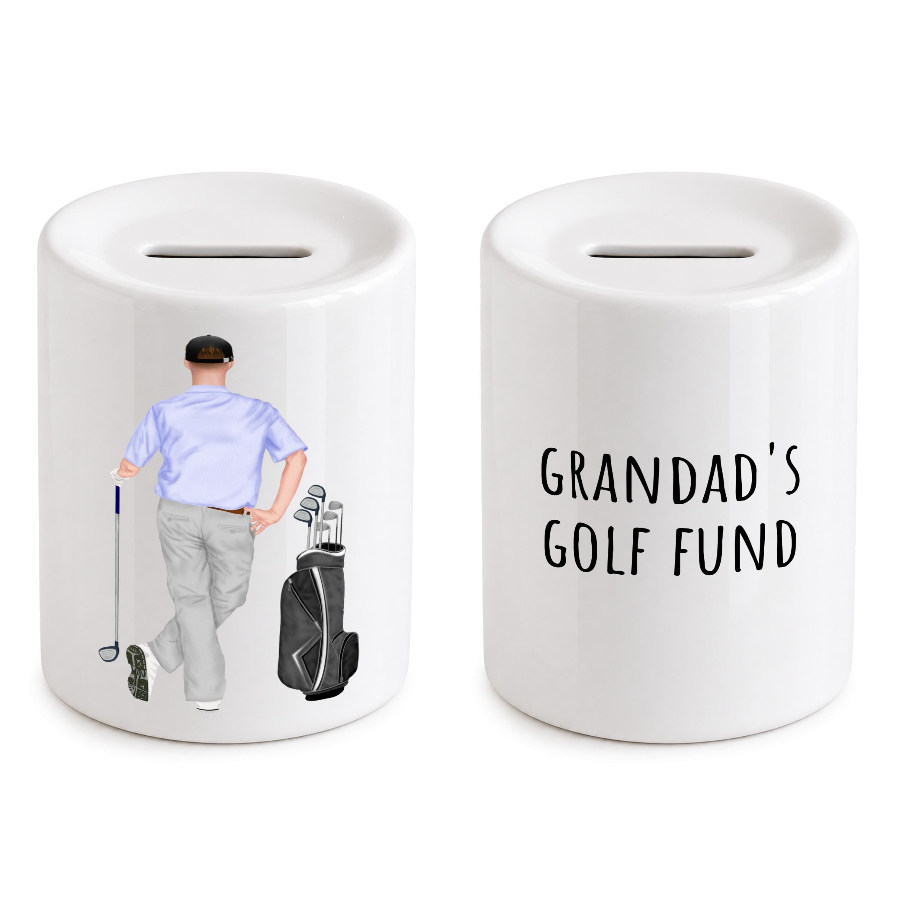 Personalised Golf Fund Money Box - Savings for golf trip - gift for grandad dad piggy bank