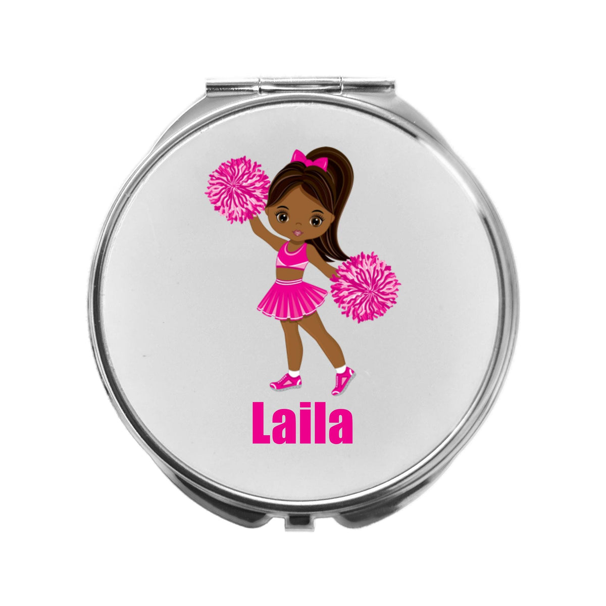 Cheerleader Mirror Compact Personalised Pink