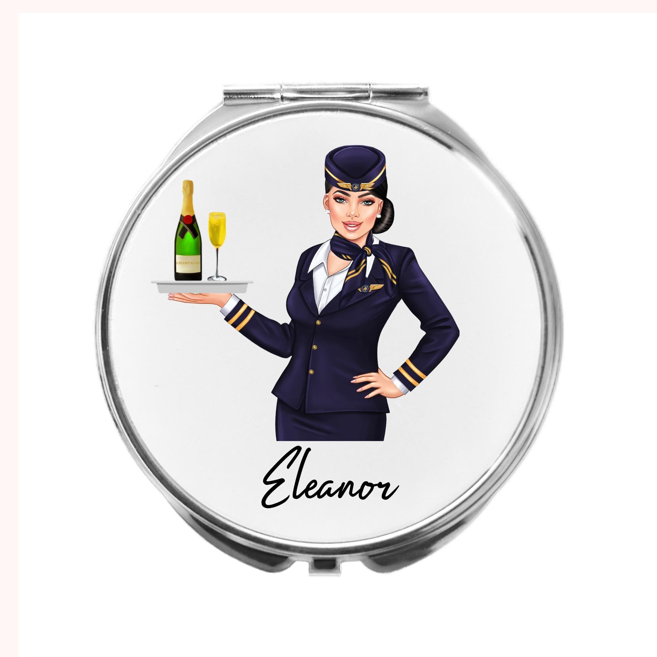 Air Hostess Mirror Personalised Compact Flight Attendant Cabin Crew