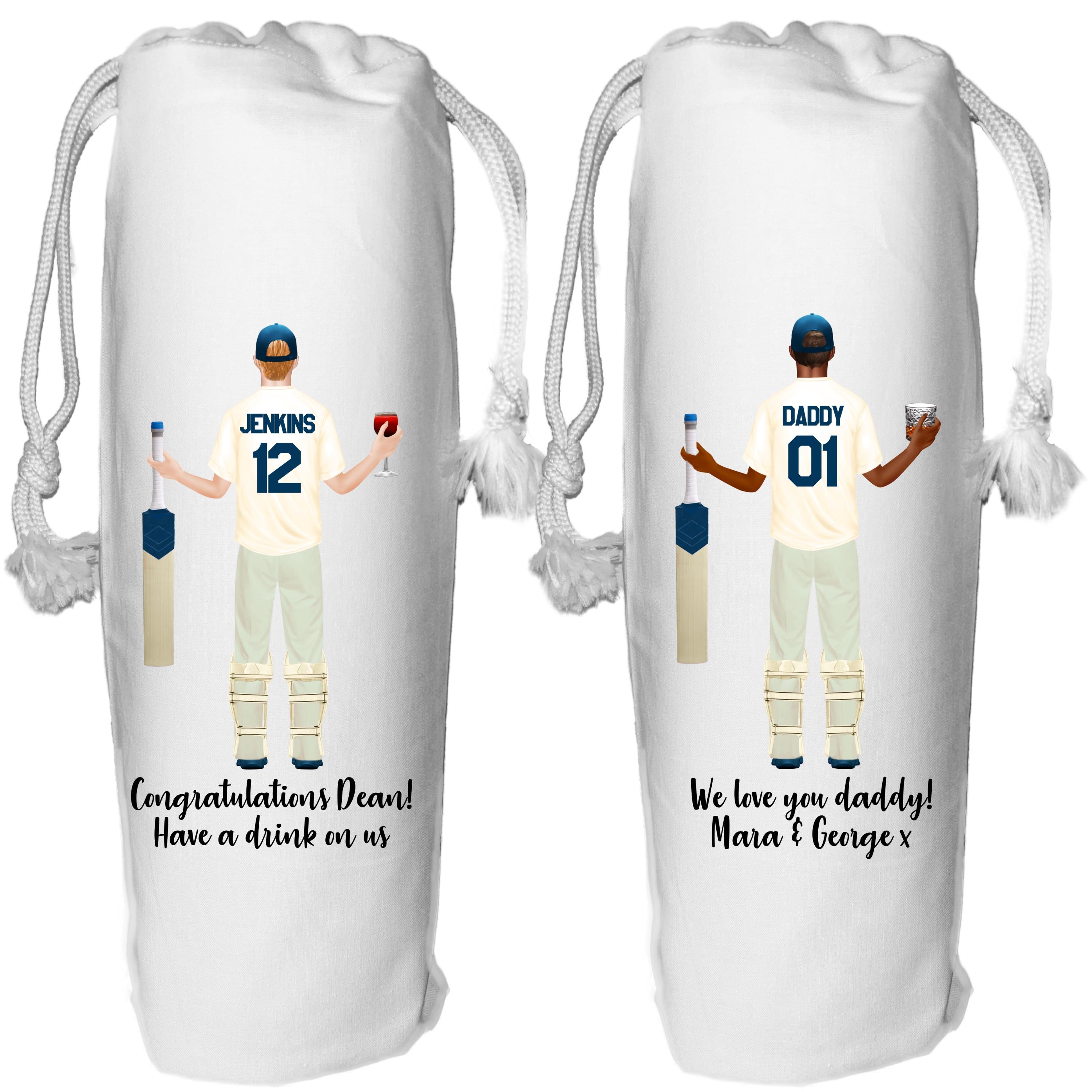 Cricket Wine Bag Personalised for him