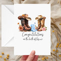 Cowboy Baby Card Personalised Boots Boy Newborn Birth Congratulations