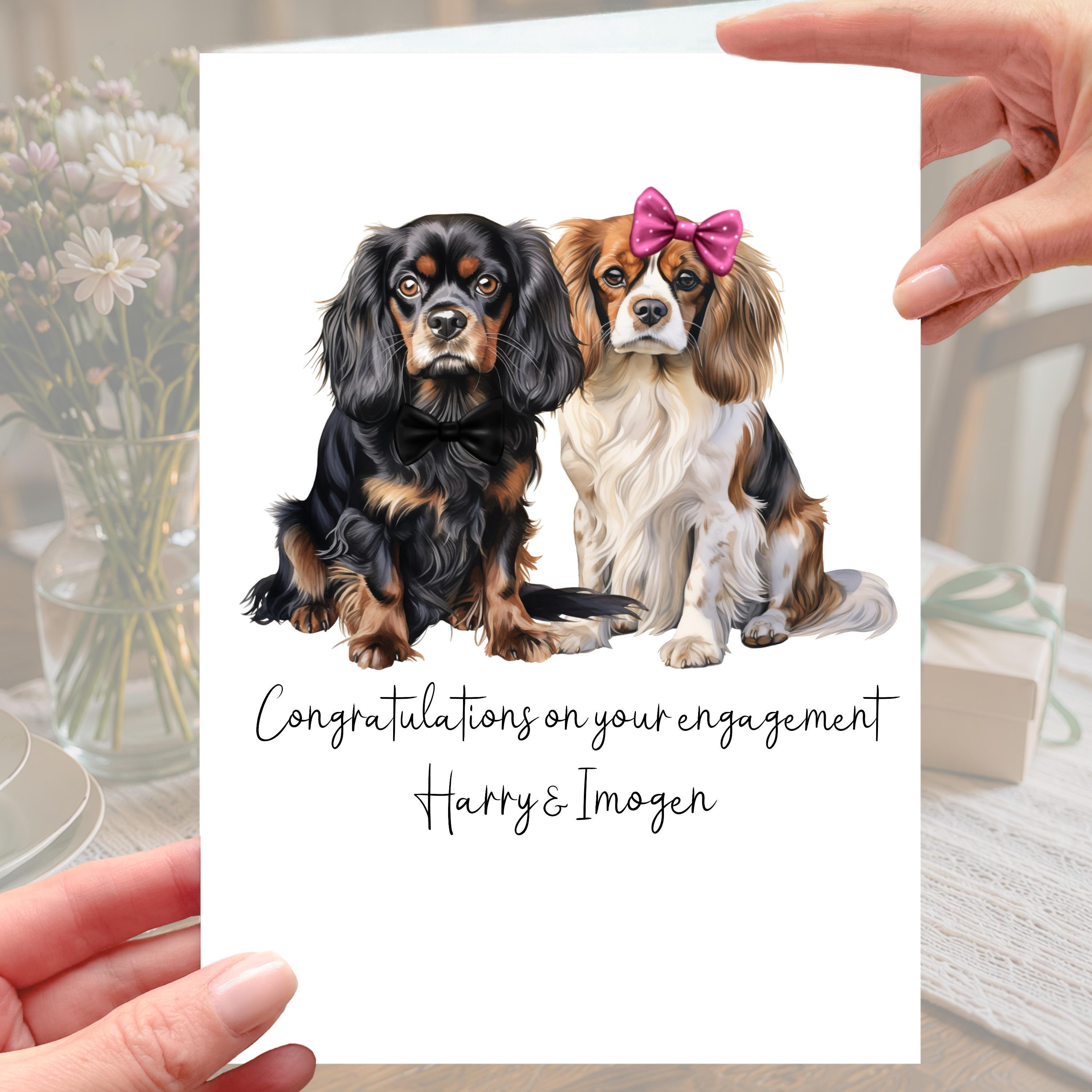 King Charles Spaniel Engagement Card Personalised Dog Cavalier