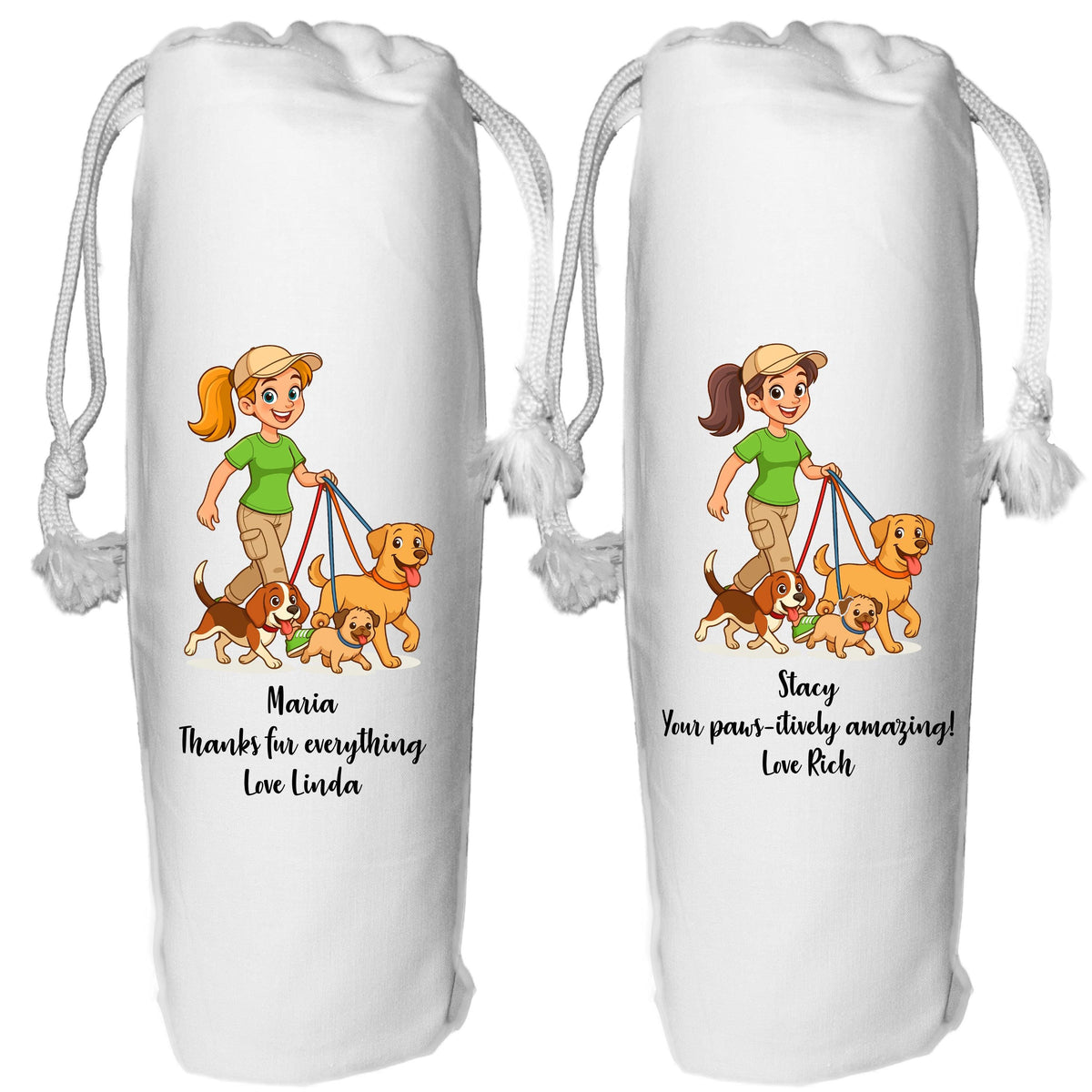 Personalised Dog Walker Wine Gift Bag Thank you