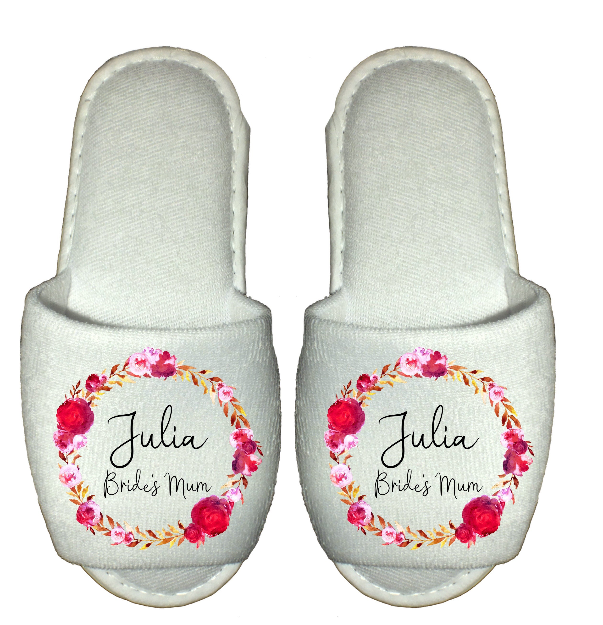 Personalized Wedding Spa Slippers: Floral Bridal Party Gift