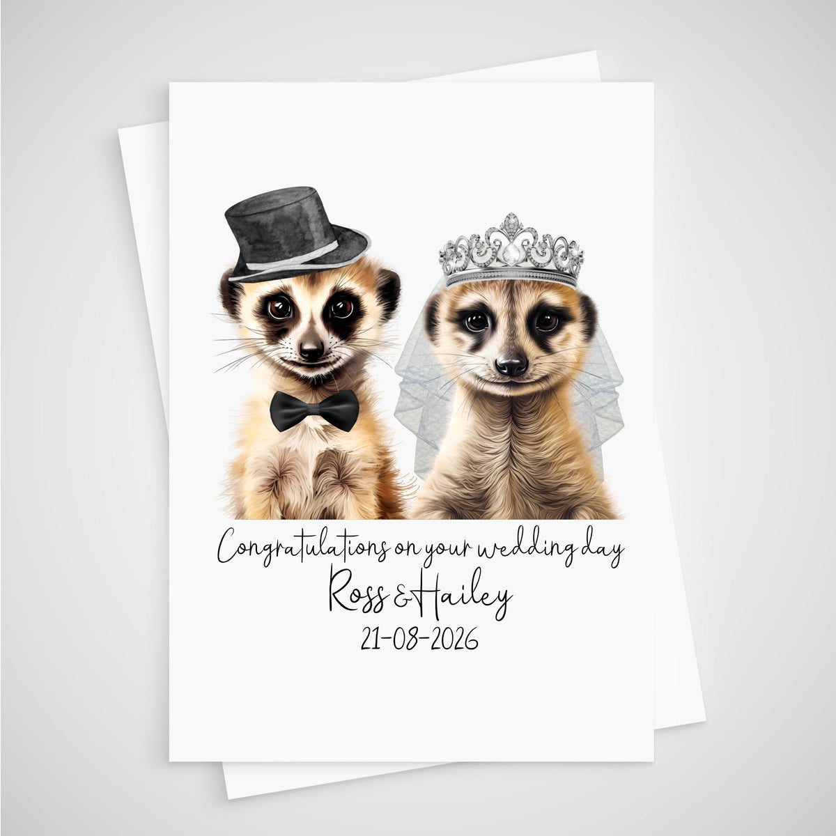 Meerkat Wedding Card Personalised Bride & Groom