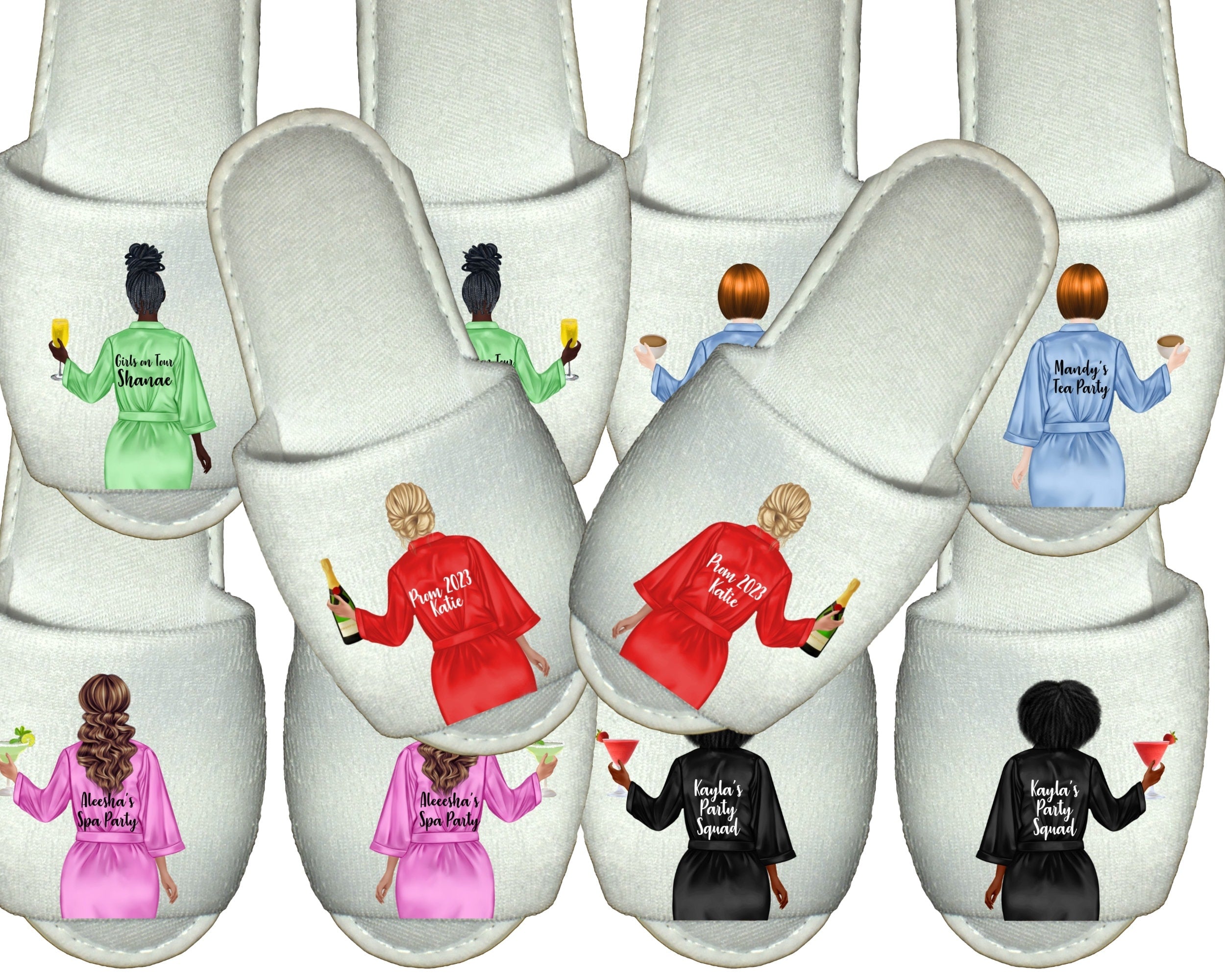 Personalized Spa Party Slippers: Girls Trip, Prom, Tea Party