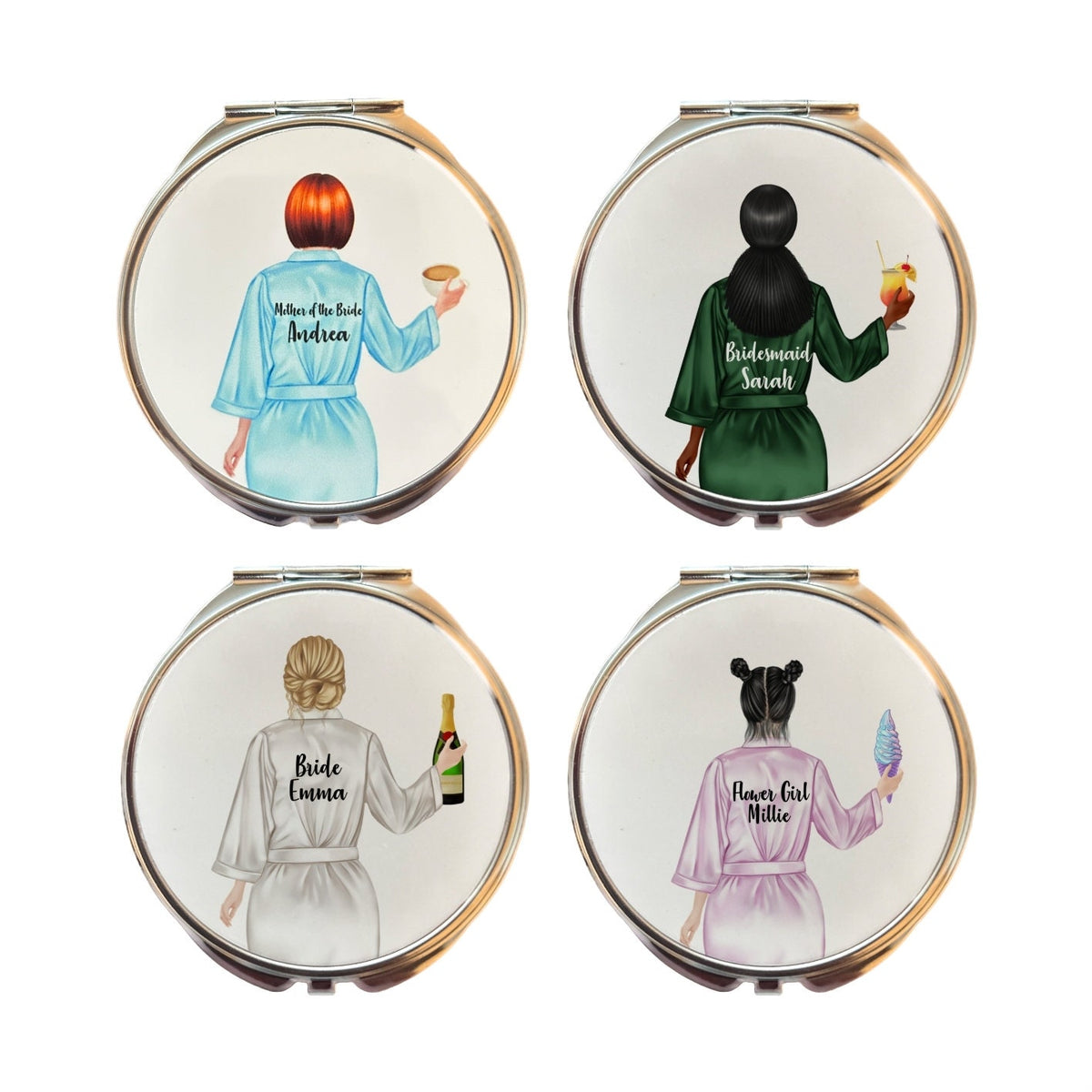 Personalized Compact Mirror: Bridal Party Wedding Keepsake