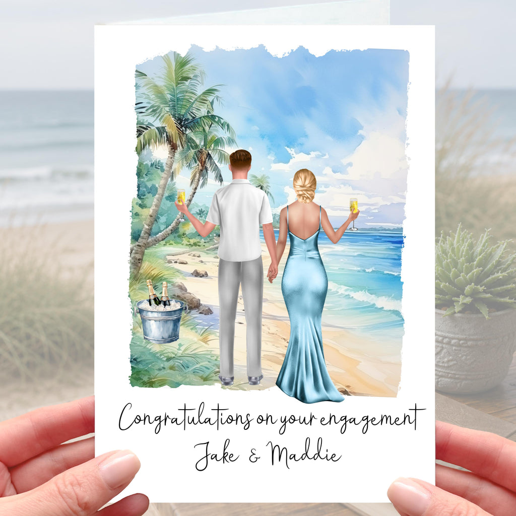 Beach Engagement Card Personalised Holiday Abroad Sea Sand