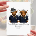 Scottish Wedding Card Personalised Highland Cows Rugby Scotland