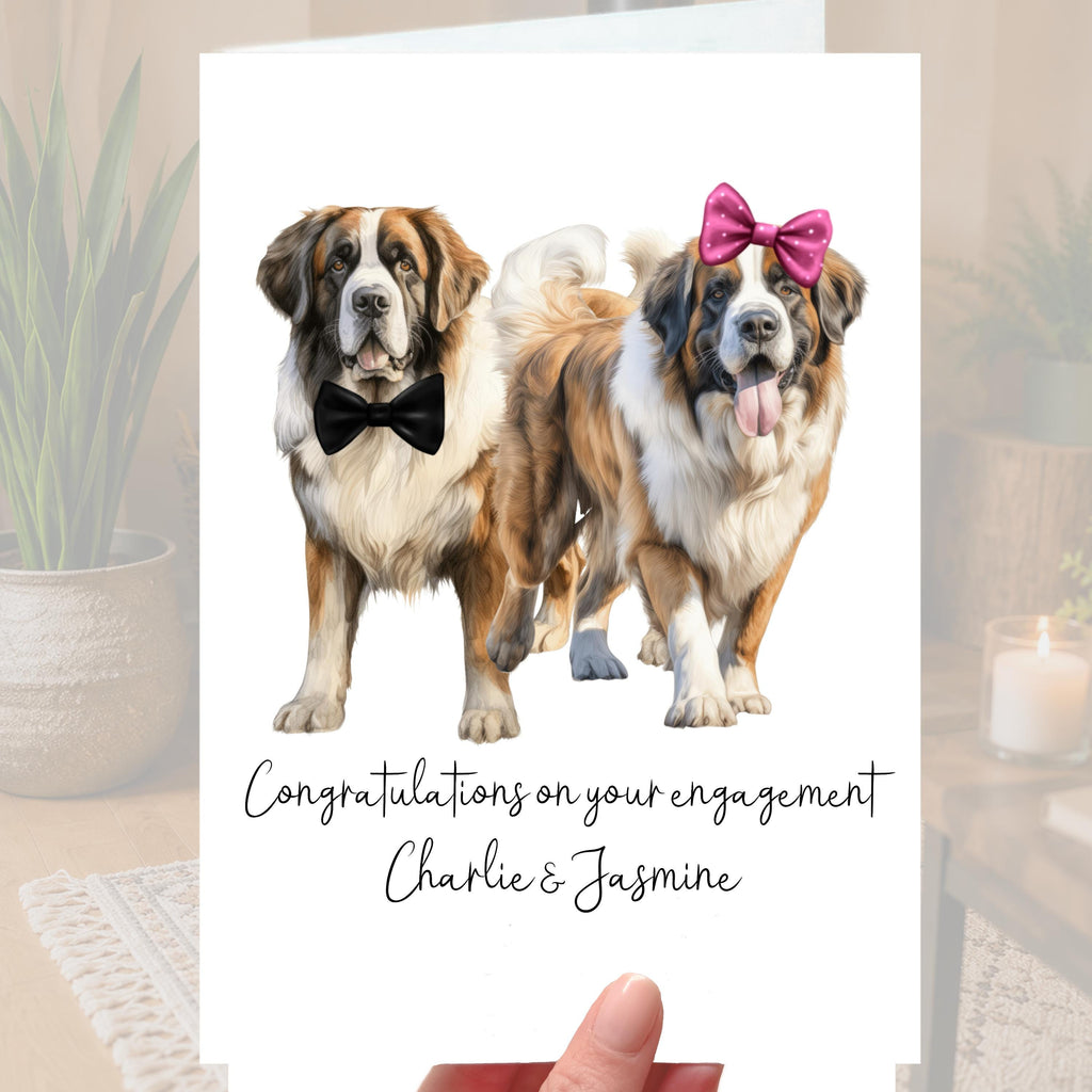 St Bernards Engagement Card Personalised Dog