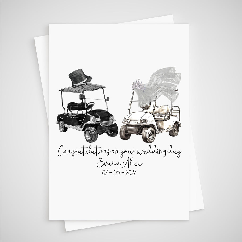 Golf Cart Wedding Card Personalised