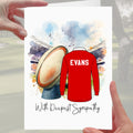 Rugby Sympathy Card Grief Mourning Wales Jersey Red