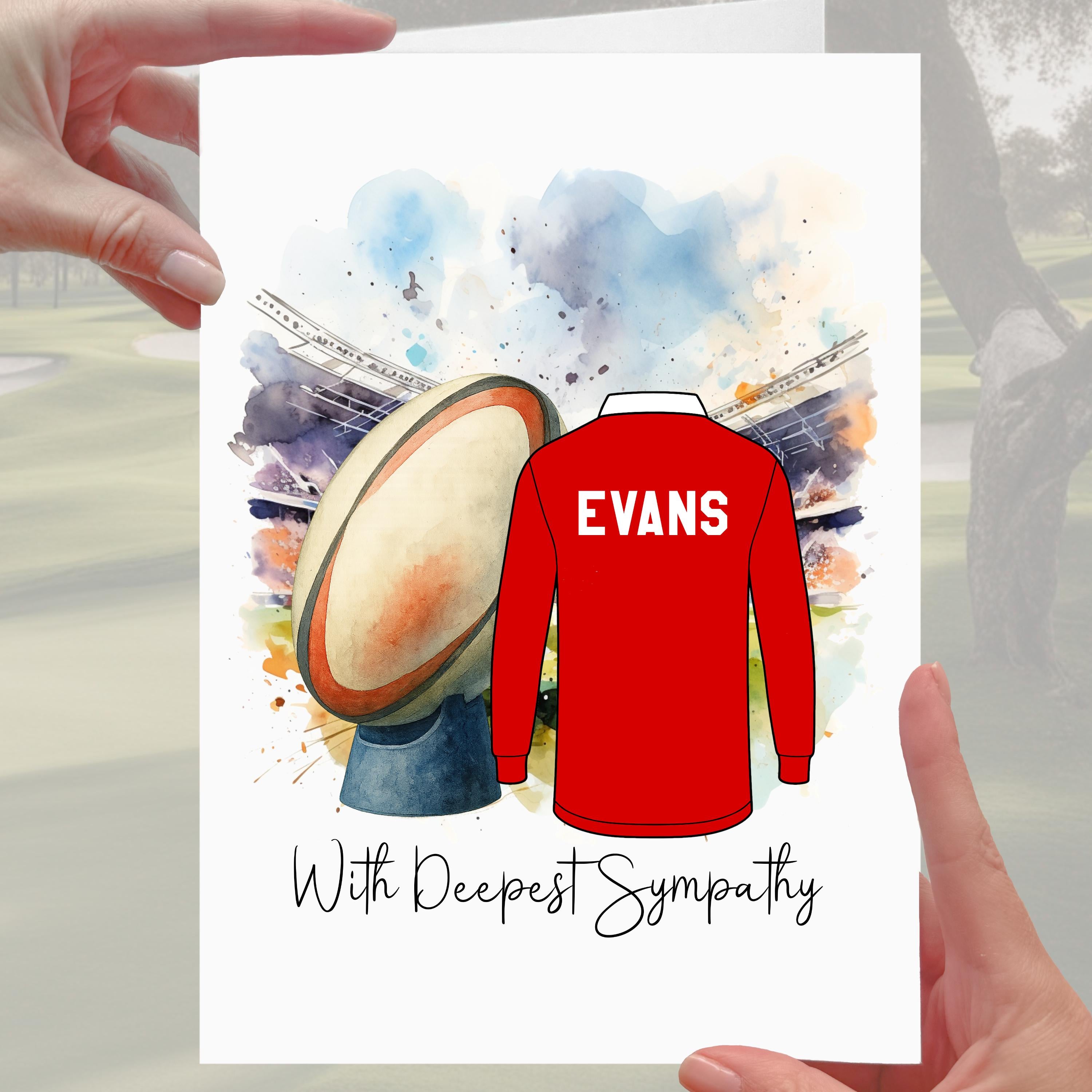 Rugby Sympathy Card Grief Mourning Wales Jersey Red