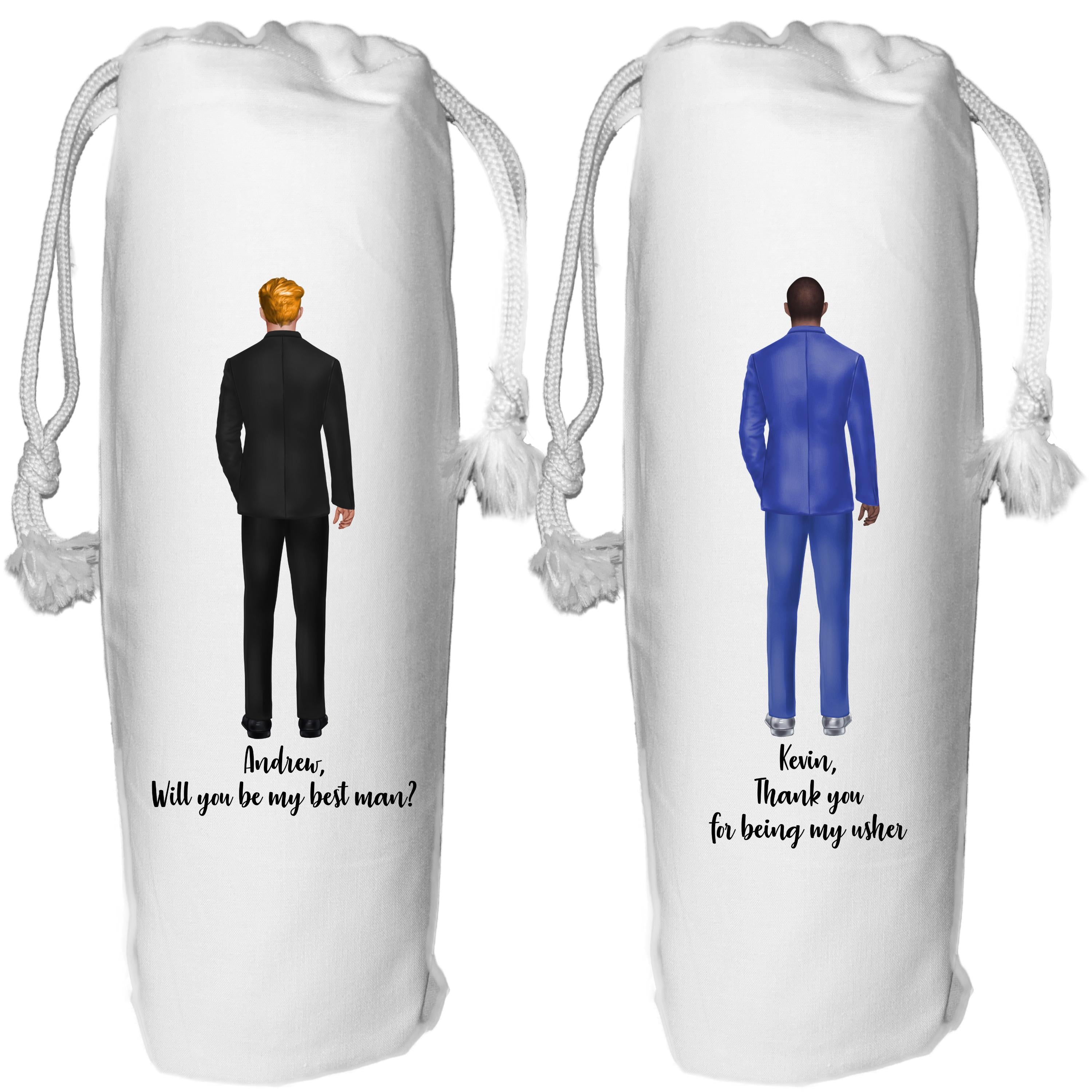 Personalized Groomsman Wine Bag, Man Gift
