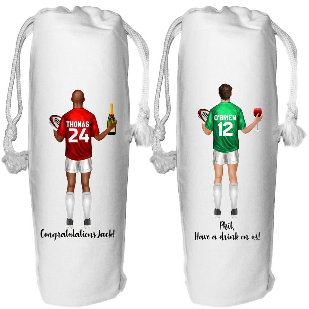 Rugby Wine Bag Personalised for him