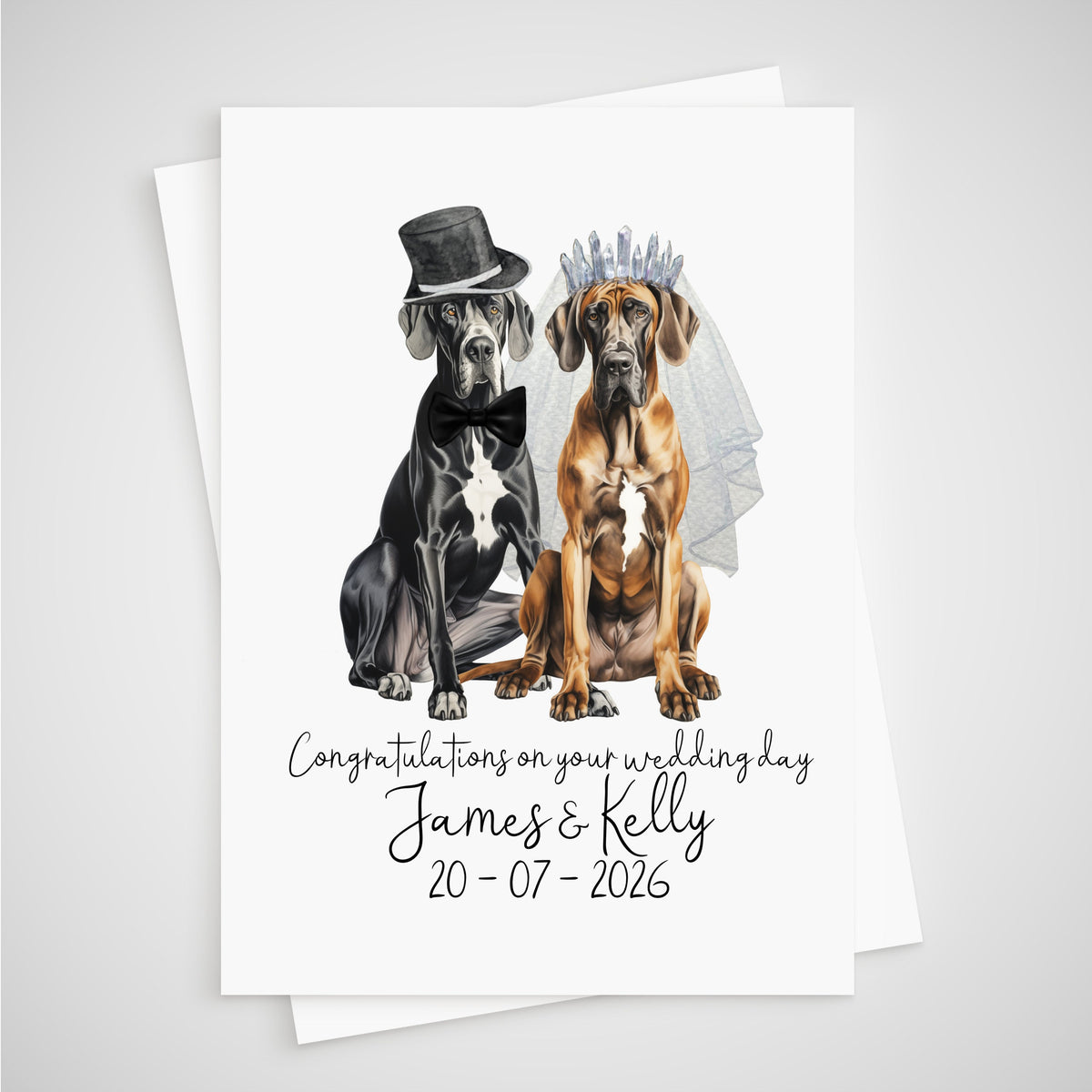 Personalized Dane Wedding Card, Bride and Groom