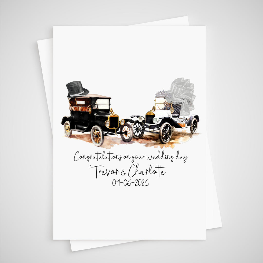 Model T Wedding Card Personalised Vintage Car Bride Groom