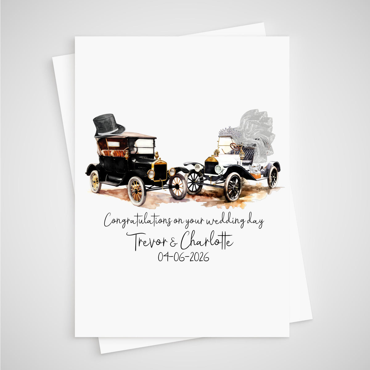 Model T Wedding Card Personalised Vintage Car Bride Groom