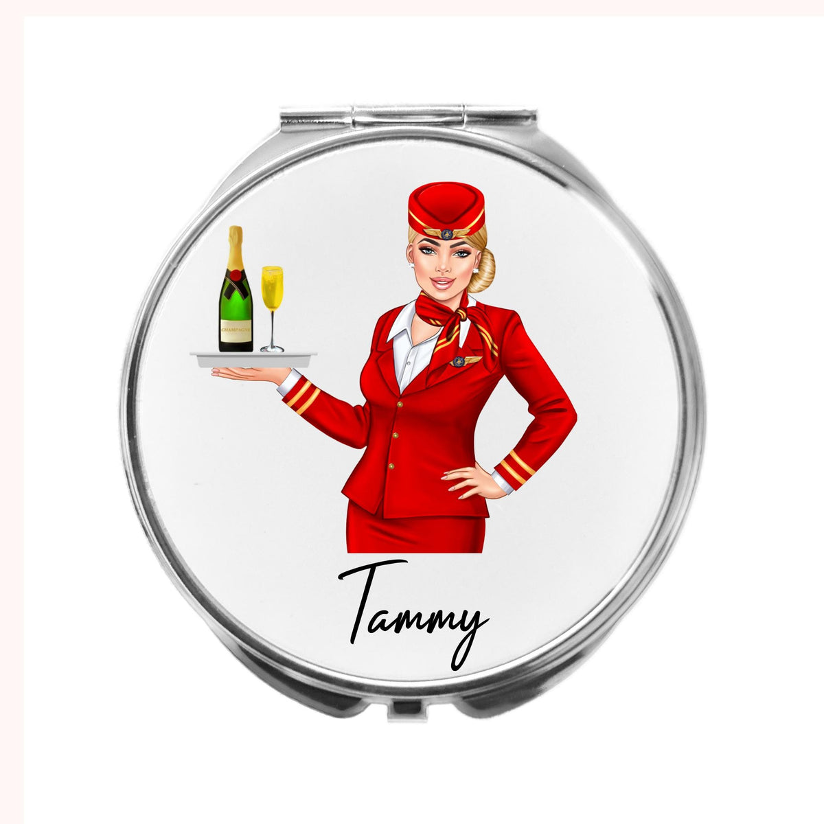 Air Hostess Mirror Personalised Compact Flight Attendant Cabin Crew