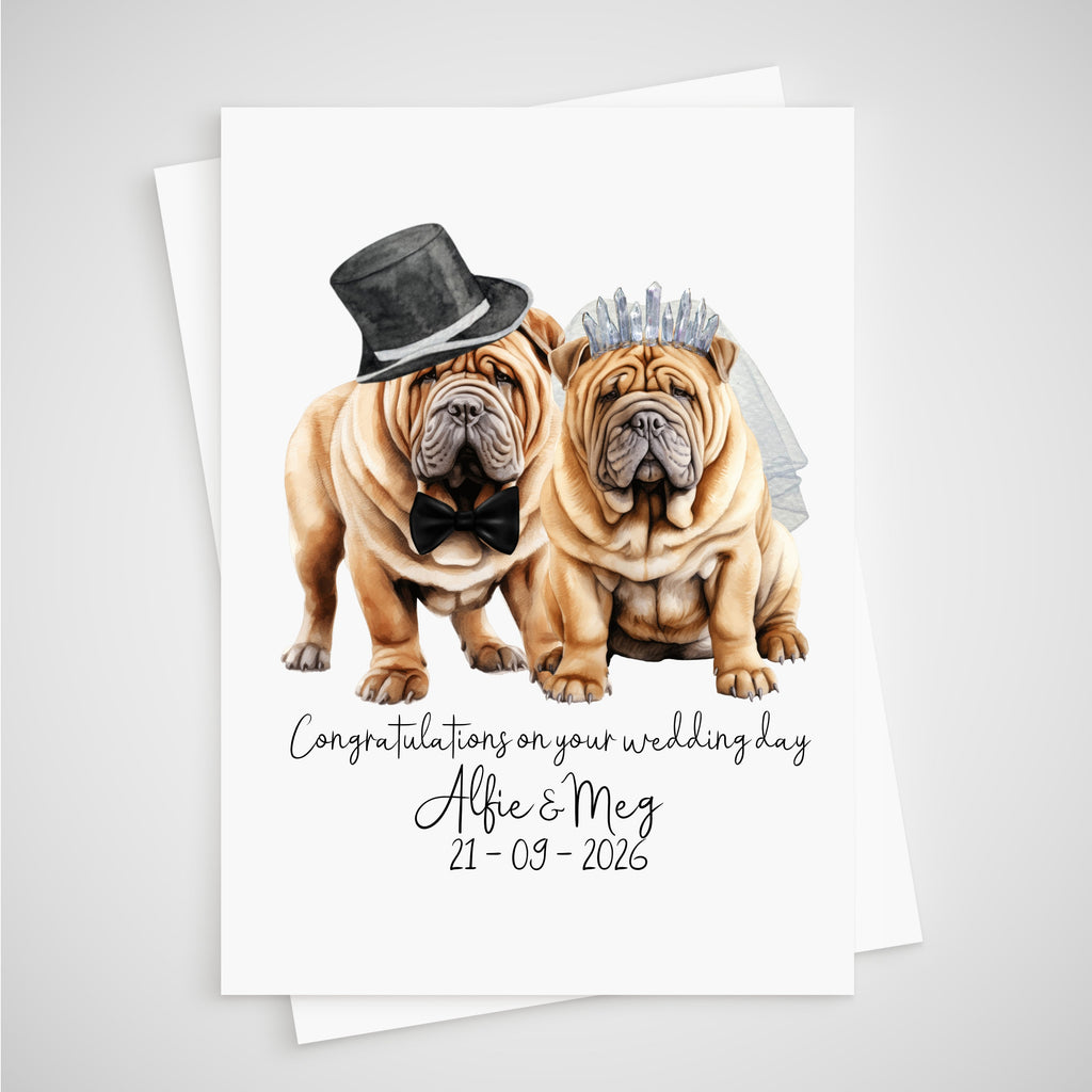 Sharpei Wedding Card Personalised Bride & Groom Dog