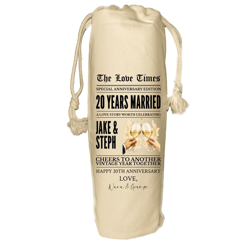 20 year anniversary personalised wine gift bag newspaper - China Wedding Anniversary
