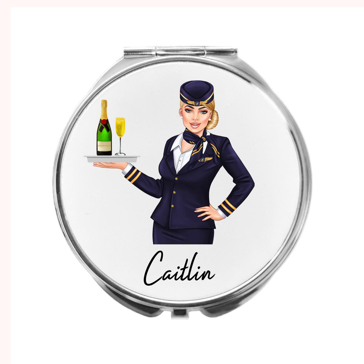 Air Hostess Mirror Personalised Compact Flight Attendant Cabin Crew