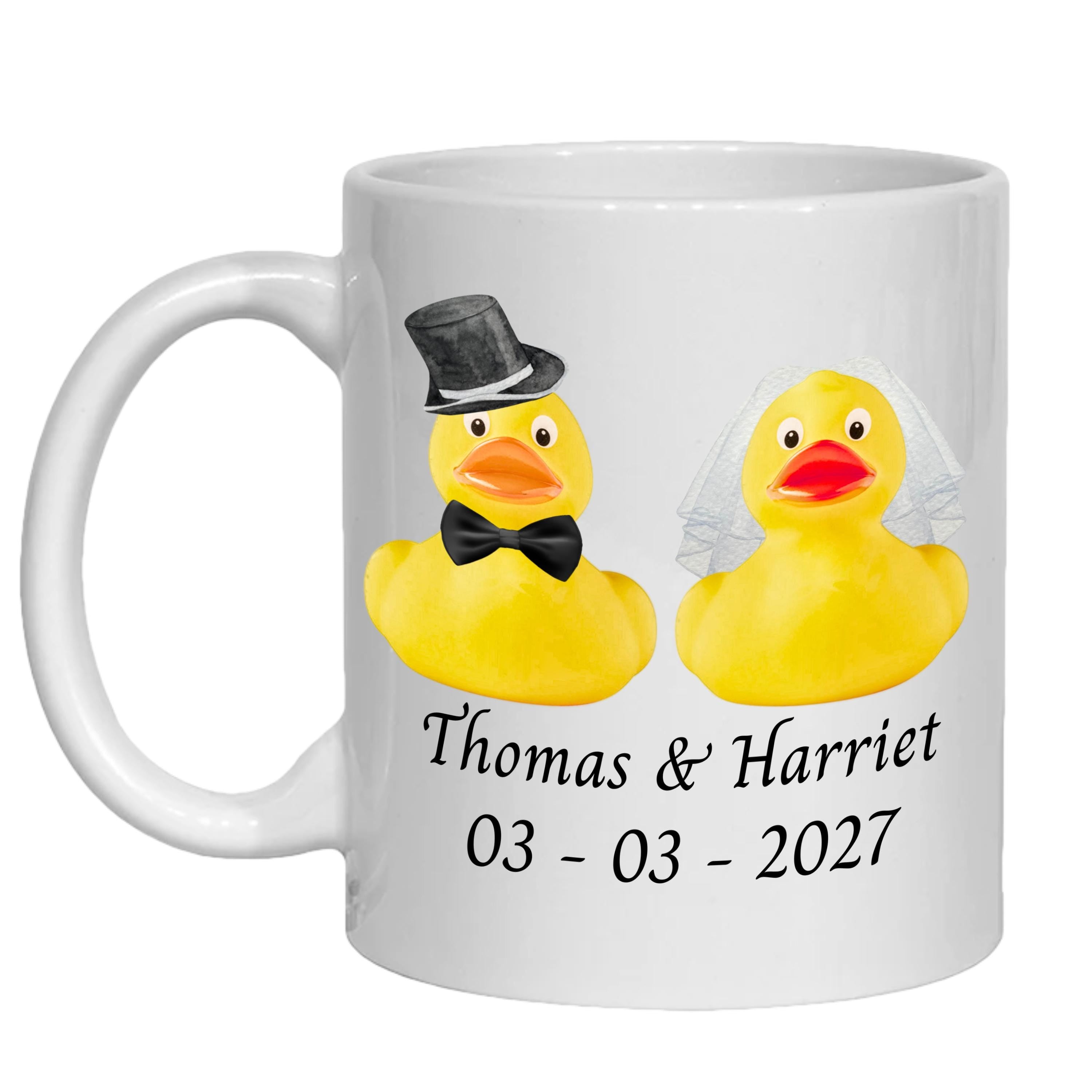 Personalised Rubber Duck Wedding Mug gift for Bride & Groom