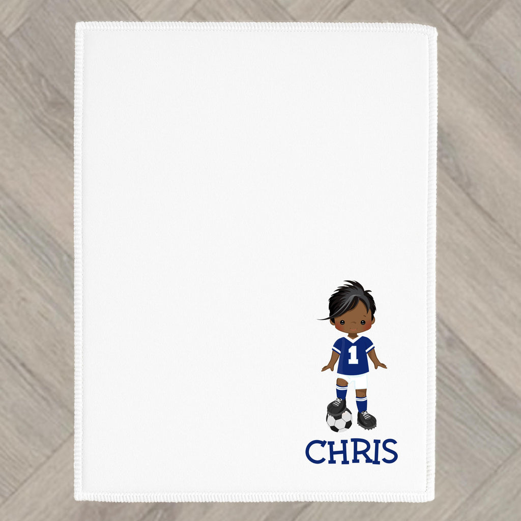 Boys Football Towel Personalised Soccer Blue Red