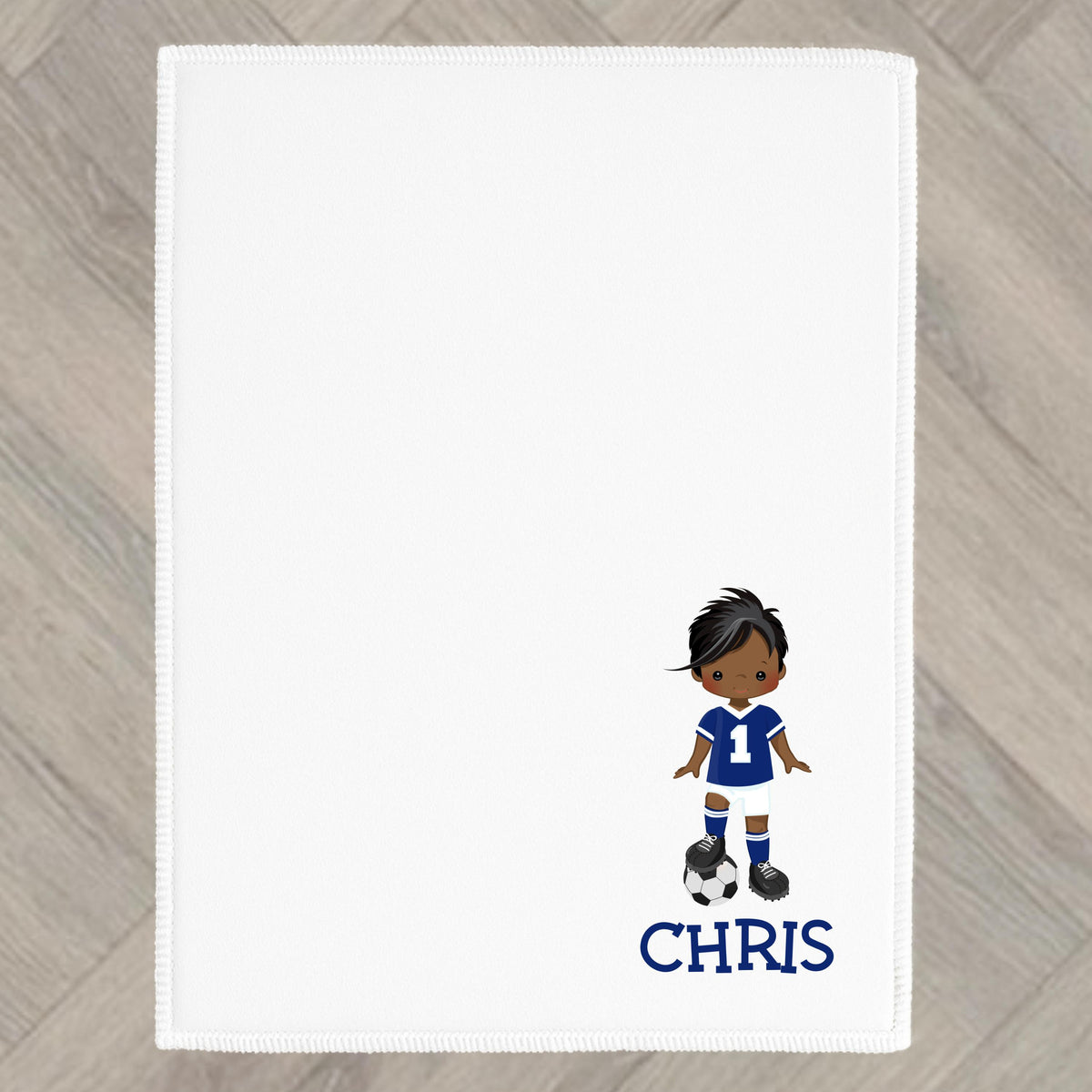Boys Football Towel Personalised Soccer Blue Red