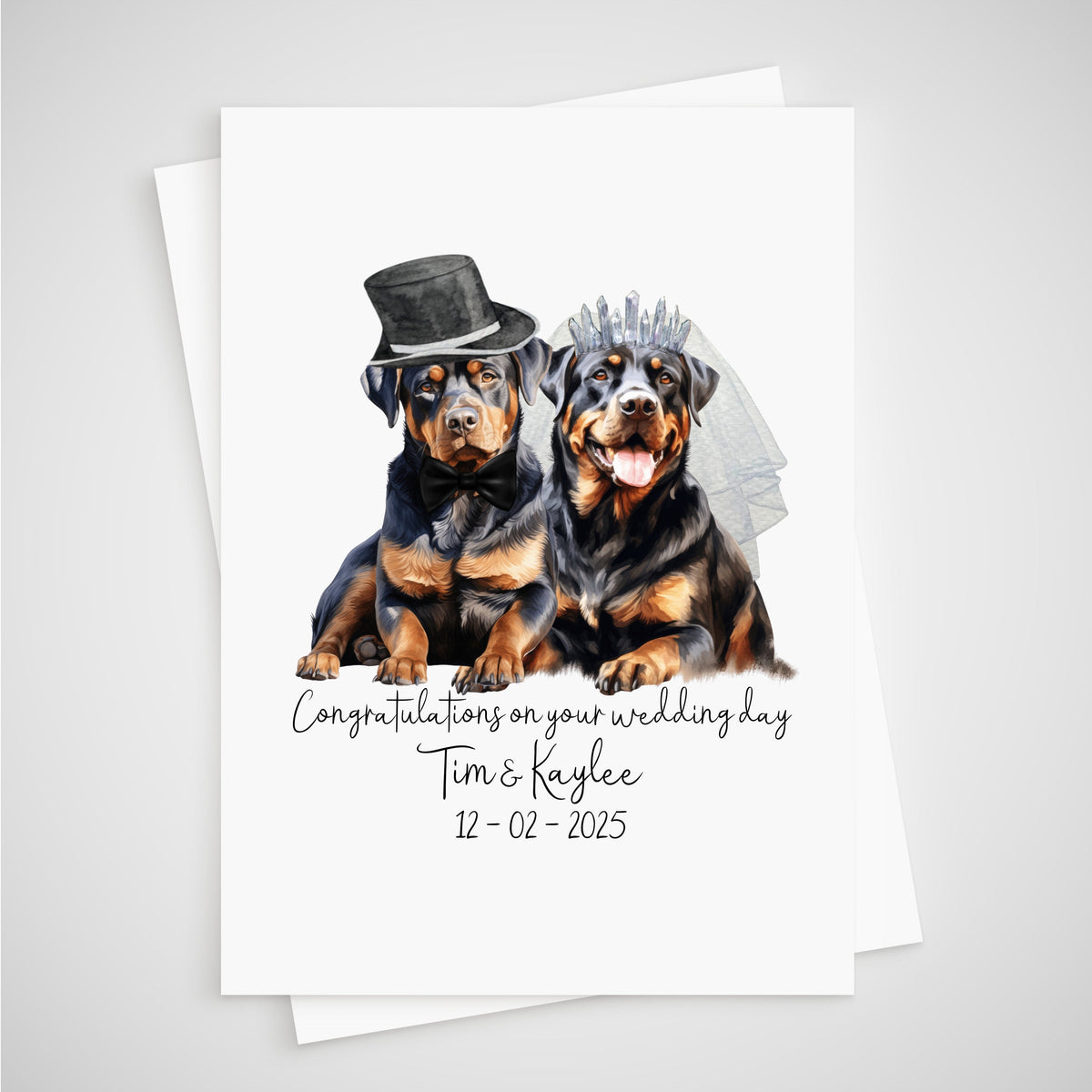 Rottweiler Wedding Card Personalised Bride & Groom Dog