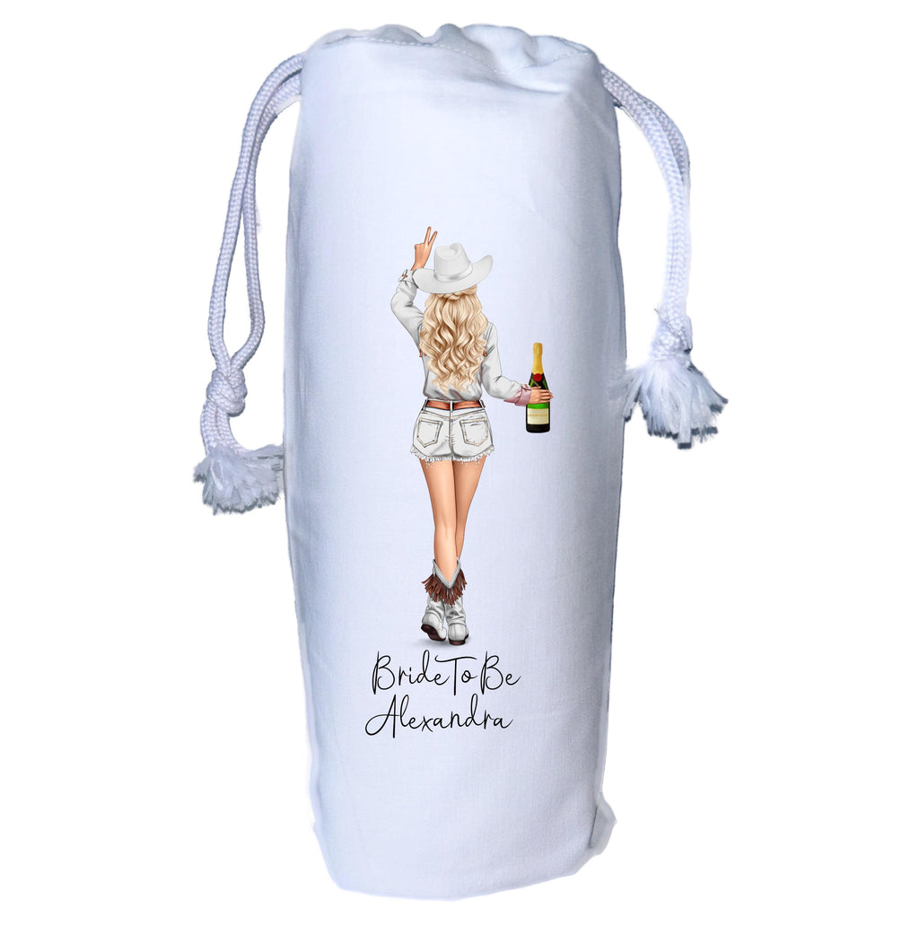 Cowboy Bride to Be Wine Bottle Bag Personalised Cowgirl Wedding Hen Party