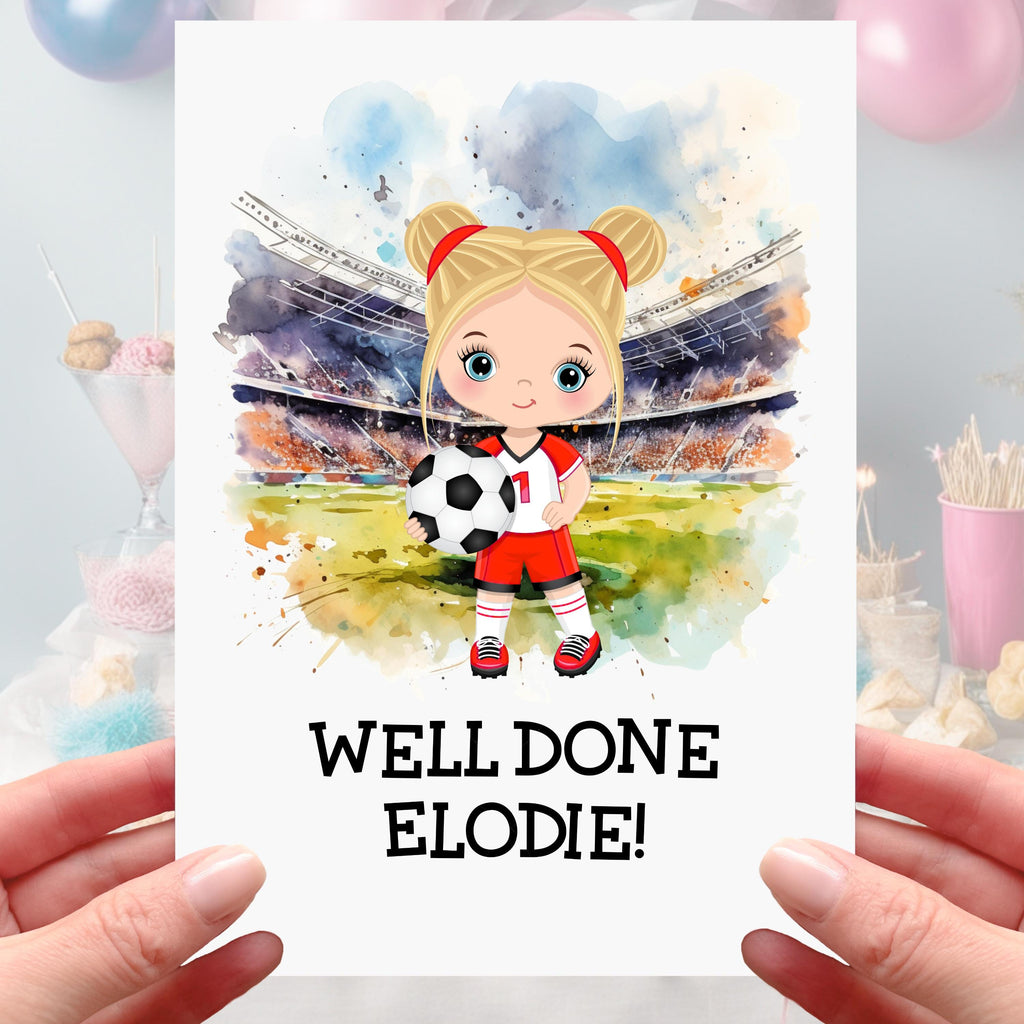 Football Girl Card Personalised Soccer Woman Female
