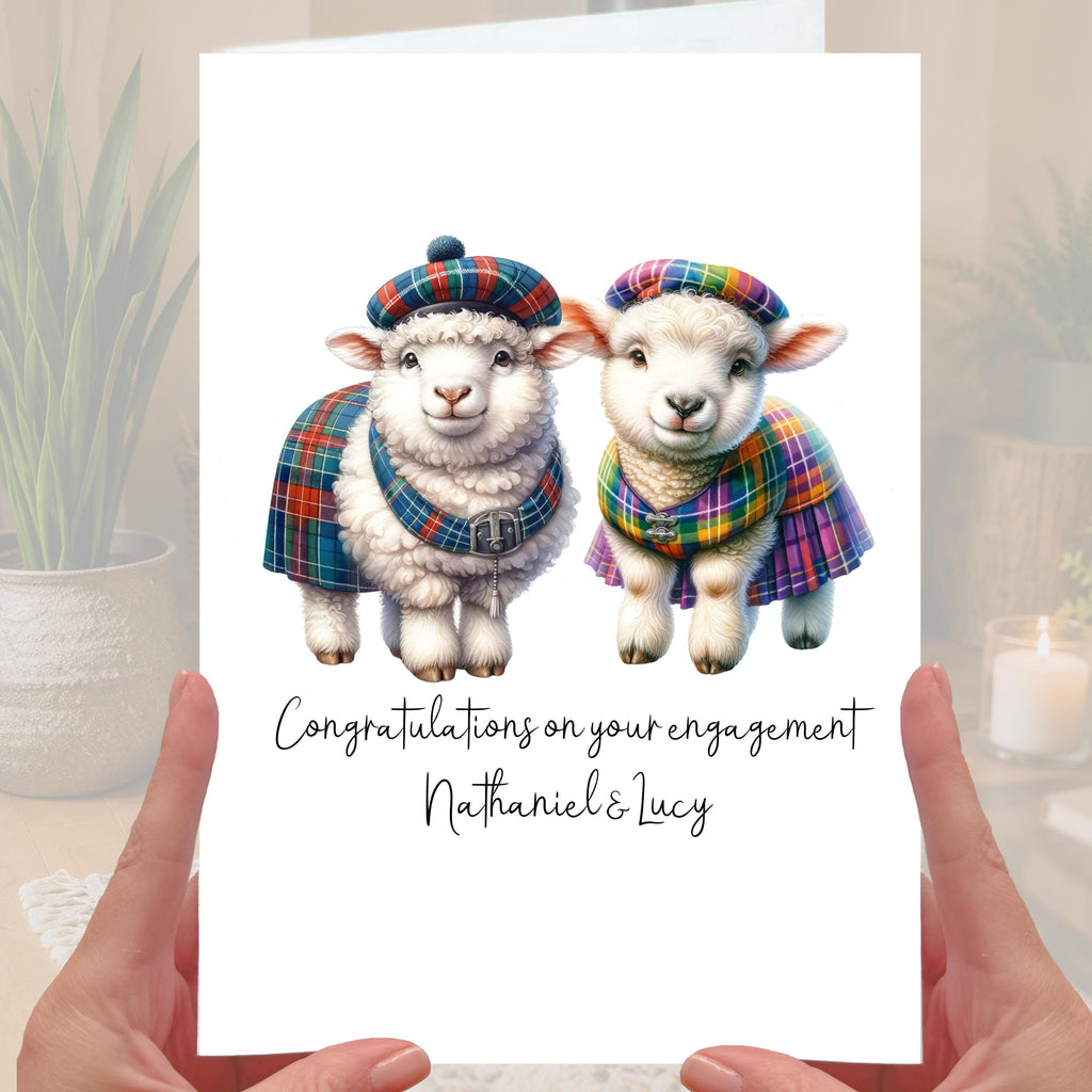 Personalised Scottish Sheep Engagement Card