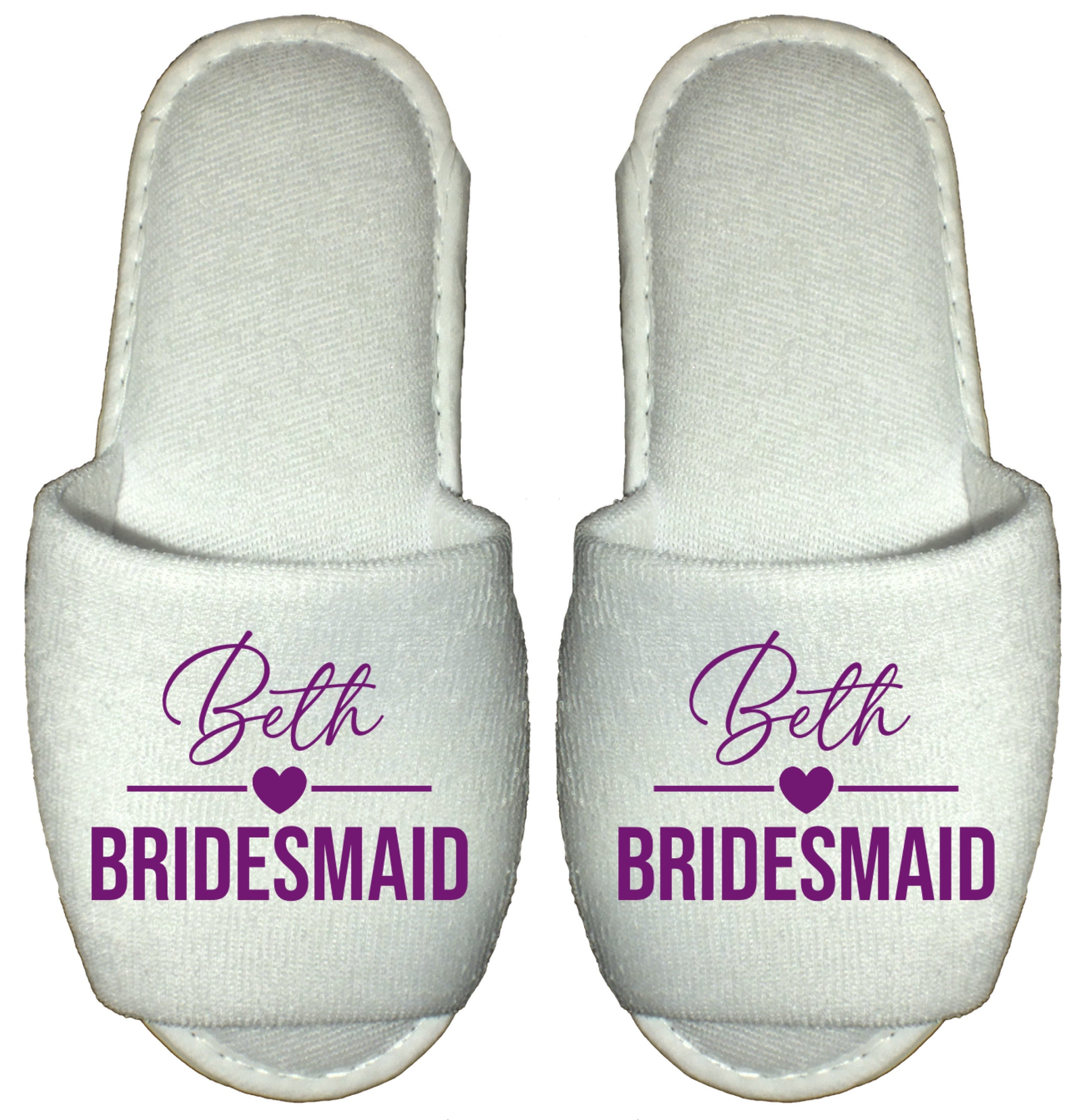 Bridesmaid & Bride Spa Slippers Personalised Flip Flops Pink Green Blue Purple