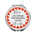 Mum Personalised Compact Mirror Hearts gift from daughter son Mummy Mom