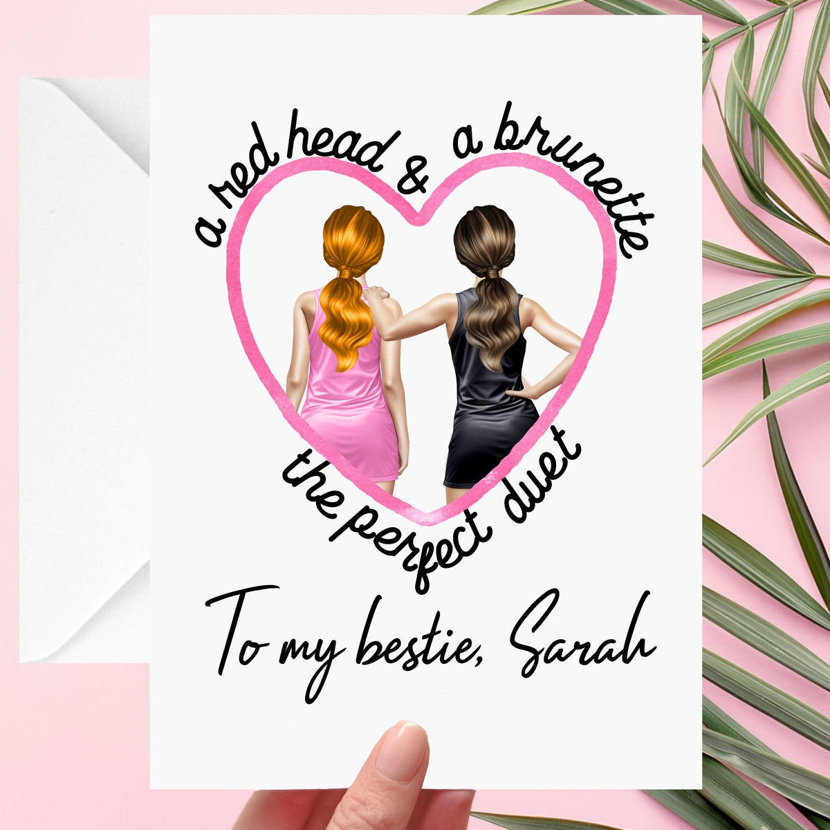 Redhead Brunette Best Friend Card - Duet BFF