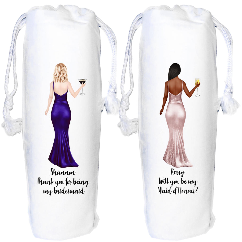 Bridesmaid Wine Bag Personalised Gift Maid of Honour Thank you Proposal