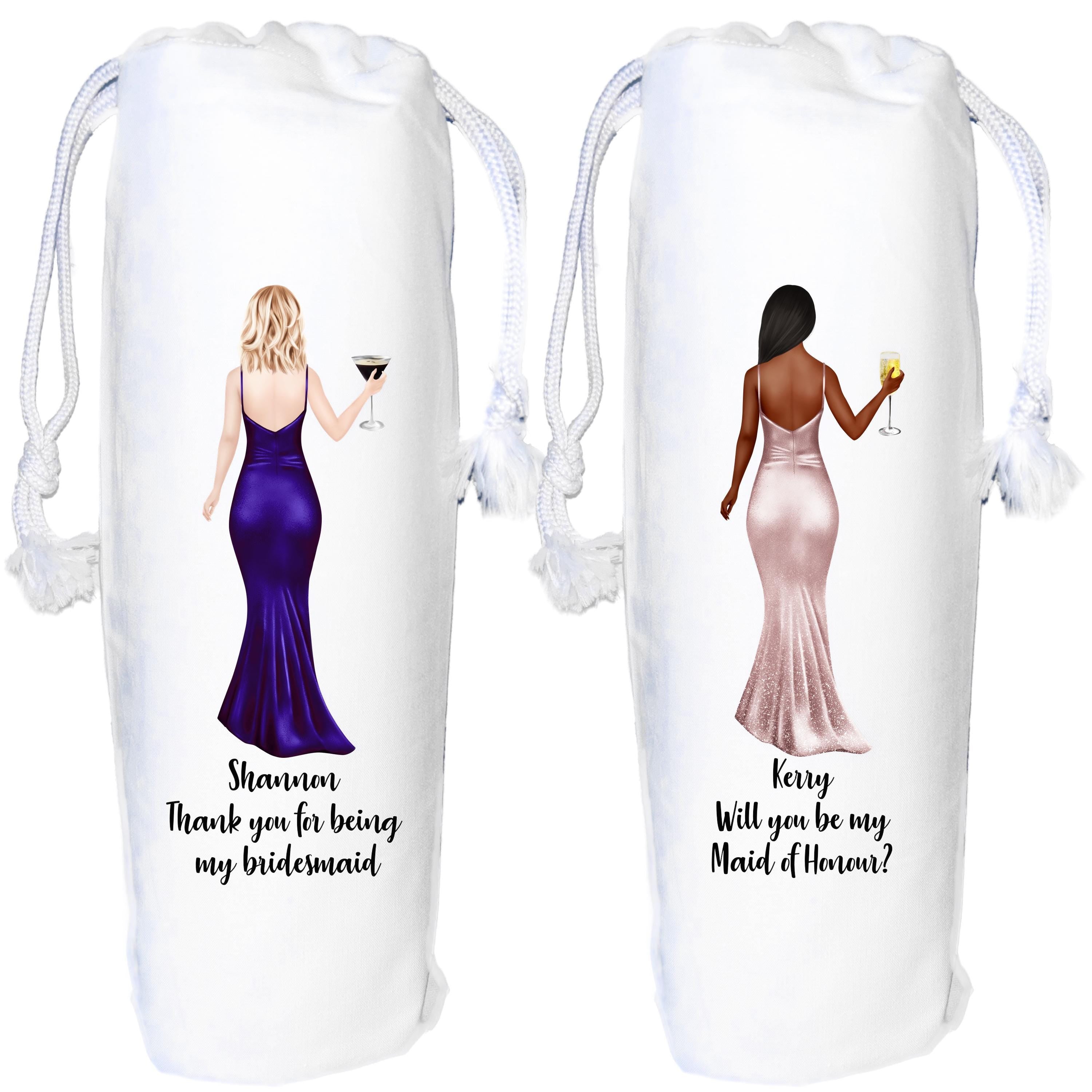 Bridesmaid Wine Bag Personalised Gift Maid of Honour Thank you Proposal