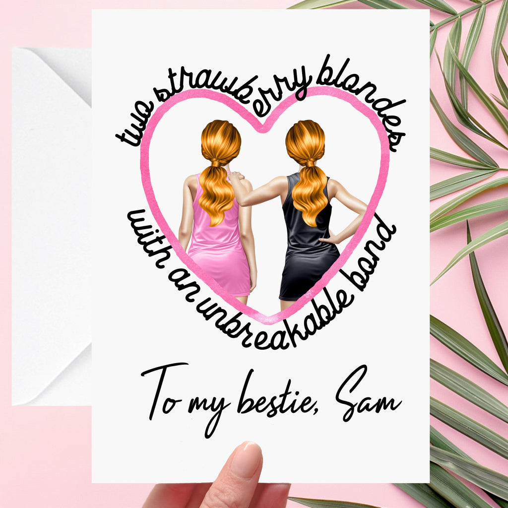 Strawberry Blonde Bestie Card, Ginger Redhead Friendship Gift