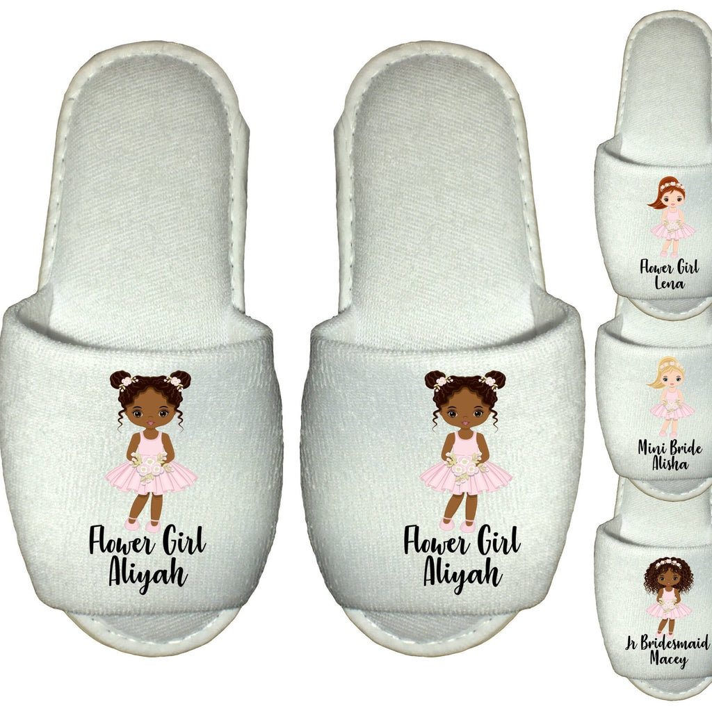 Flower Girl Spa Slippers Personalised Junior Bridesmaid Mini Bride Gift Wedding Kids
