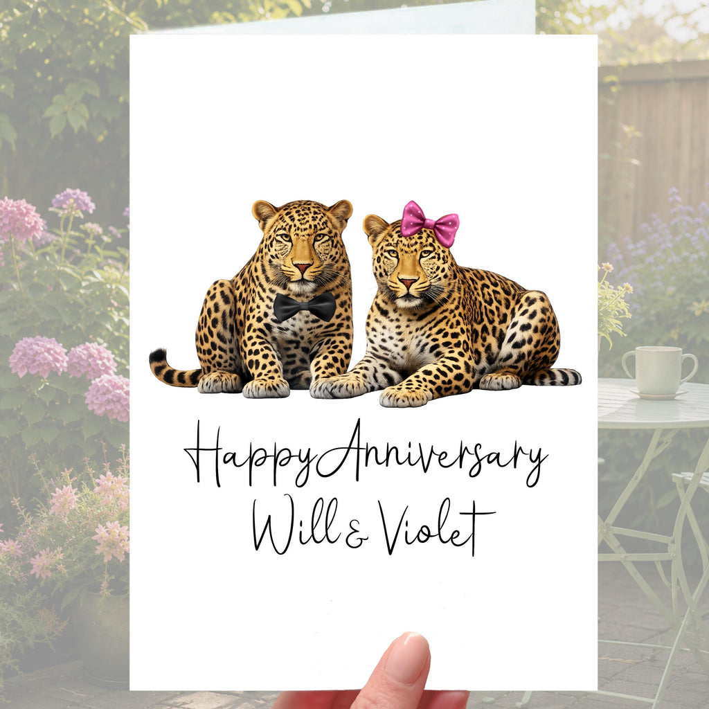 Leopard Anniversary Card Personalised Safari Big Cat