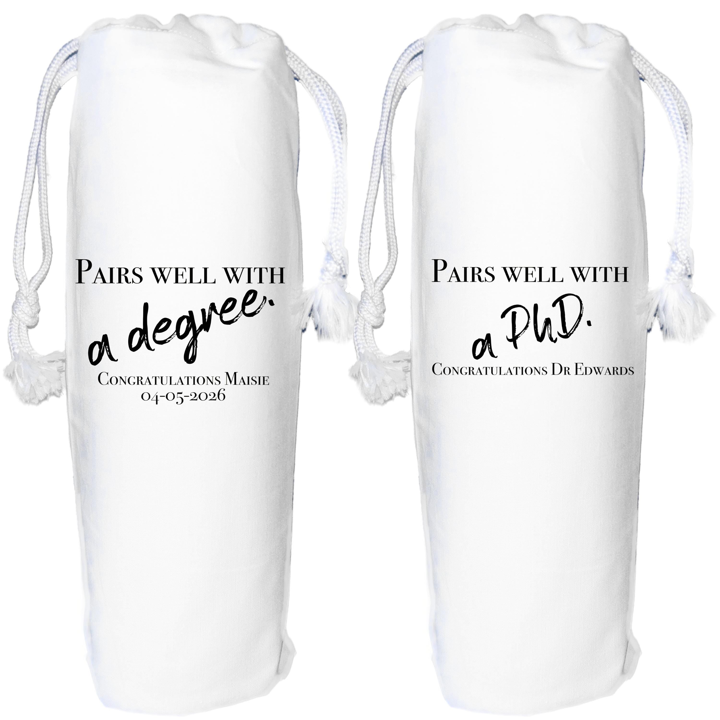 Graduation Wine Gift Bag Personalised pairs well with a degree