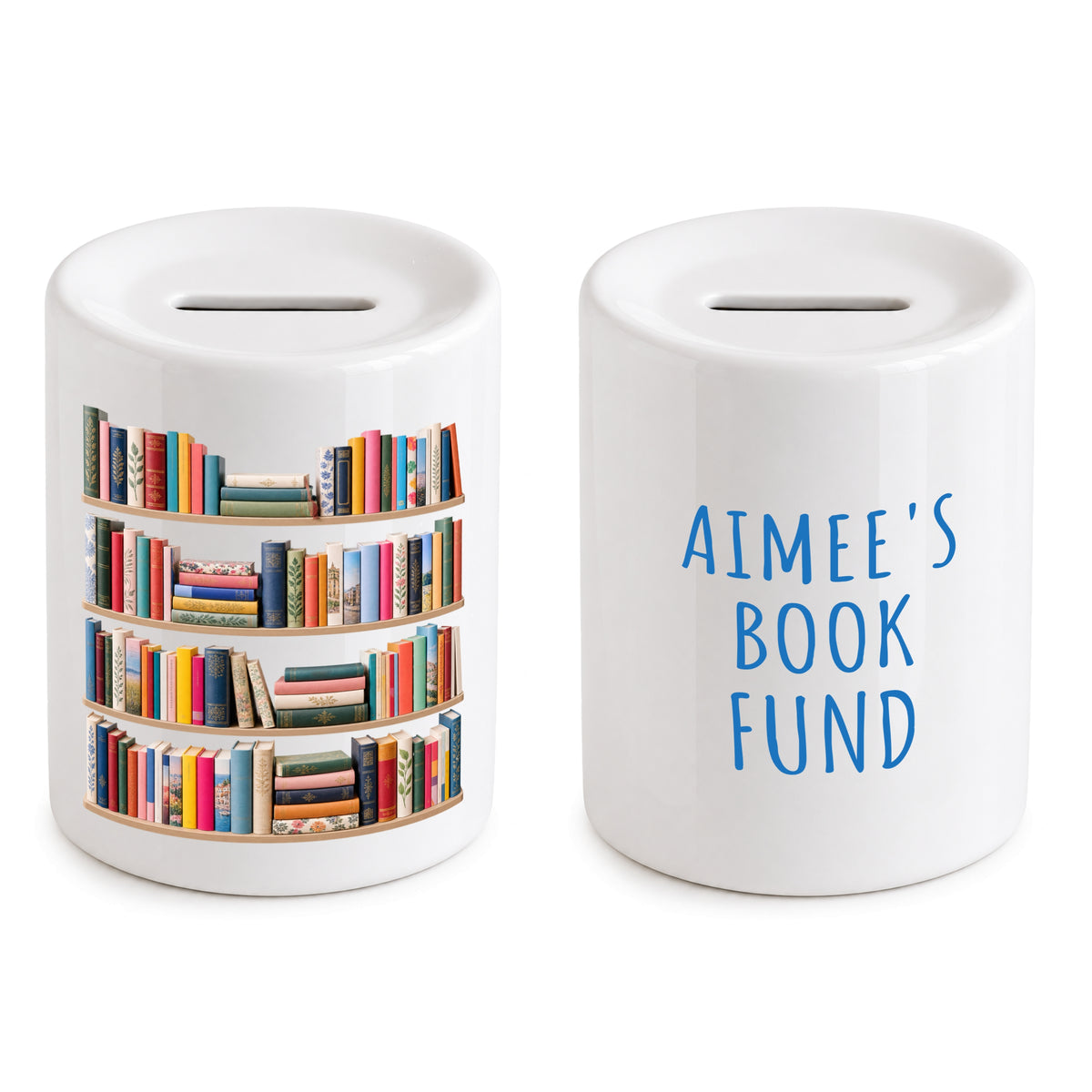 Personalised Book Fund Money Box Gift for Her bookworm savings Piggy Bank